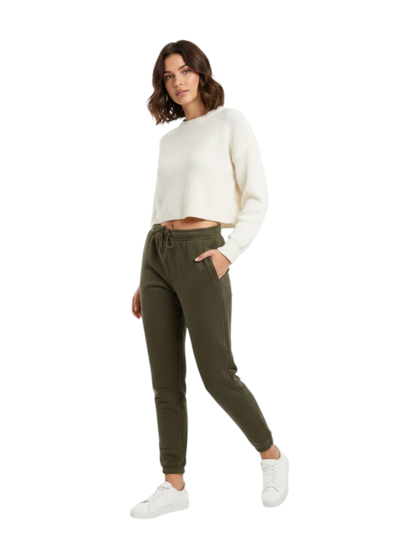 Women's Plain Solid Pant,Olive