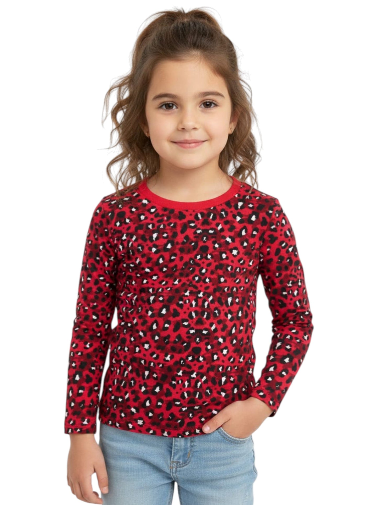 Kids Girl's Printed Sweaters,Red