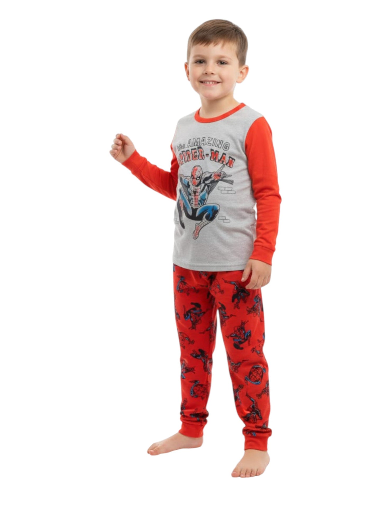 Kids Boy's Printed Pajama Set,Red