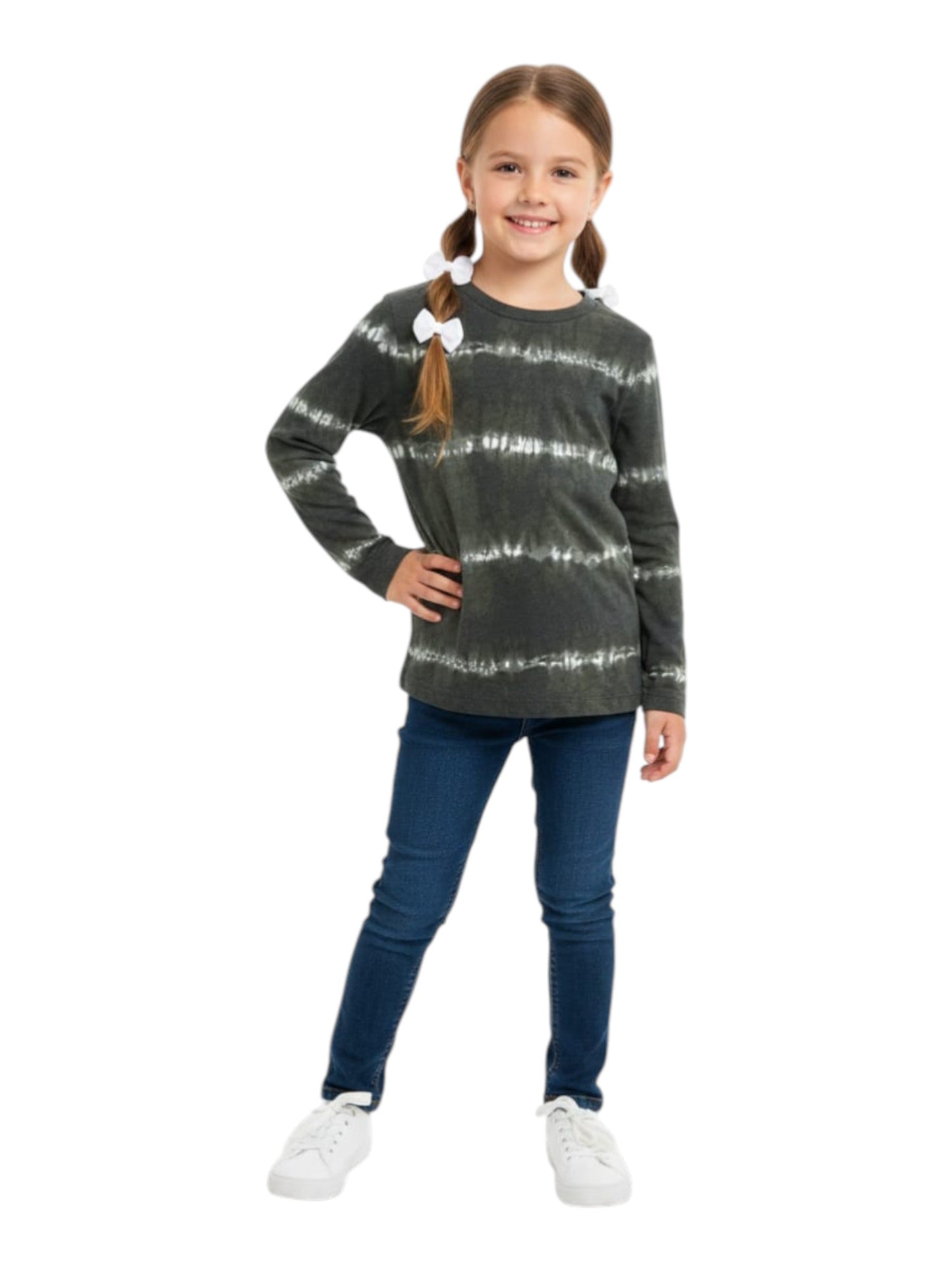 Kids Girl's Striped top,Grey