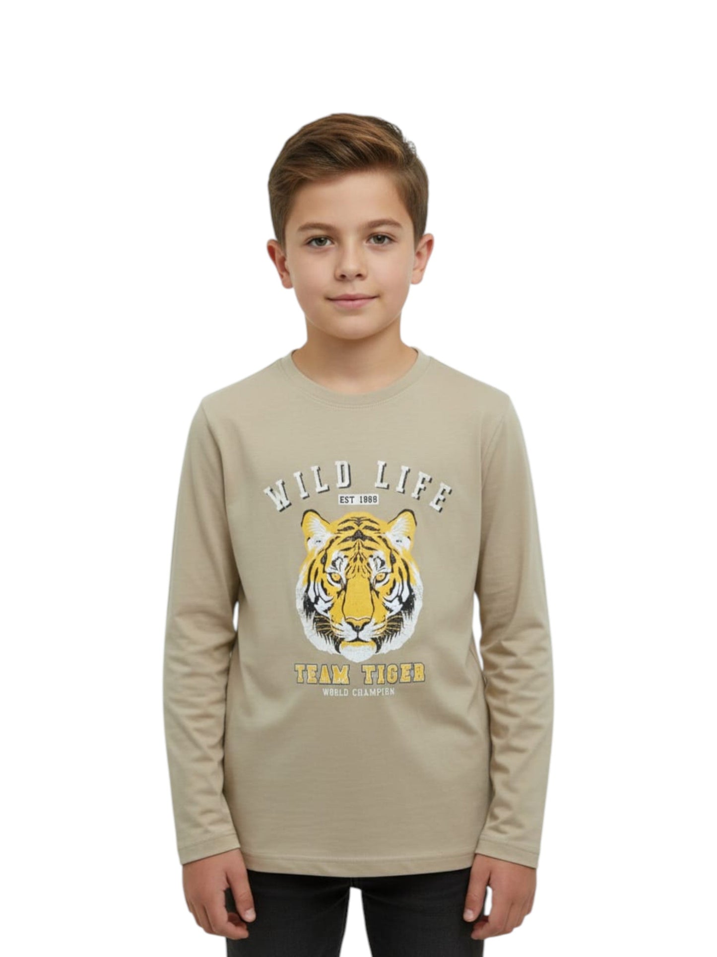 Kids Boy's Printed Top,Beige