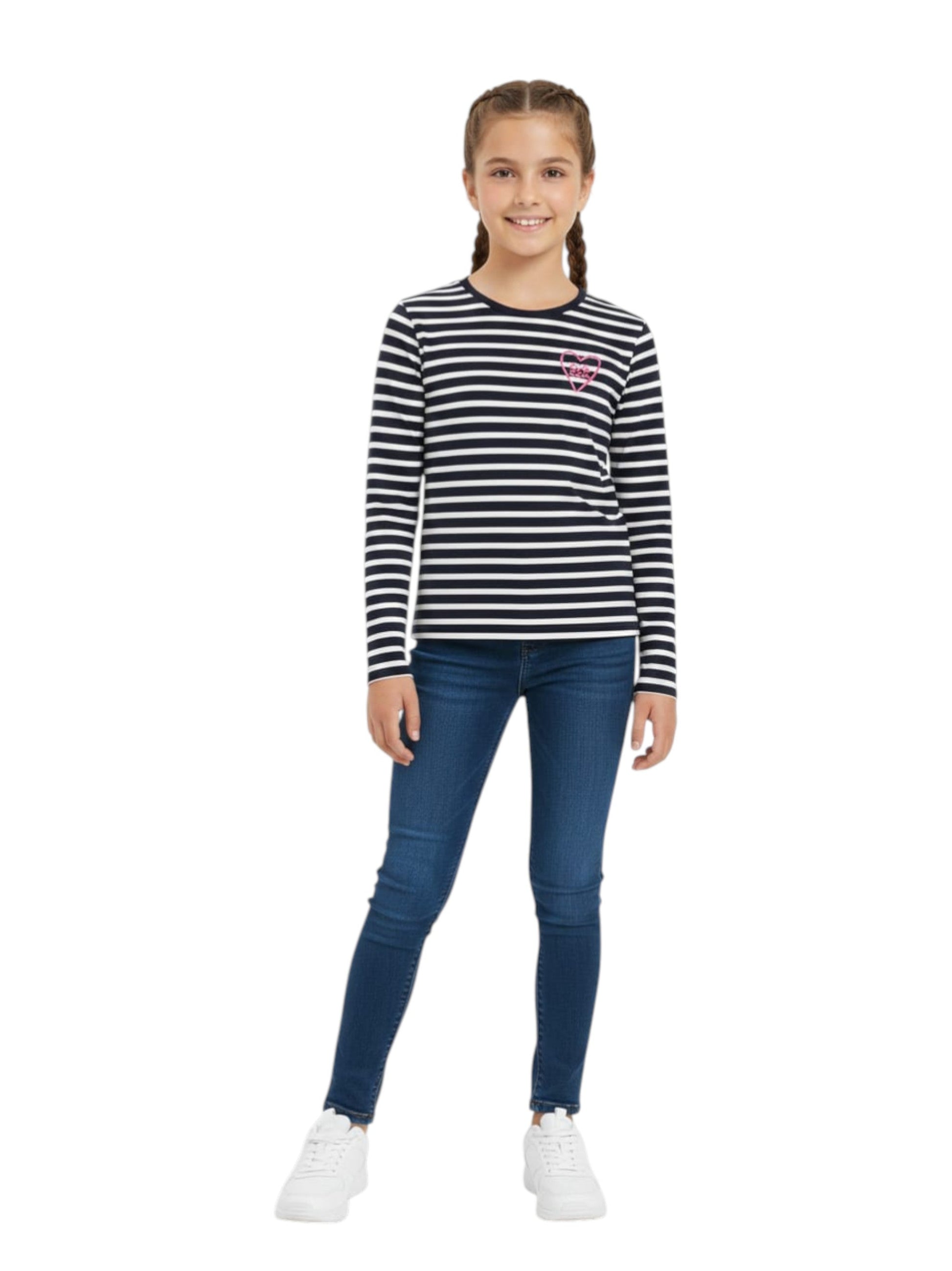 Kids Girl's striped top,Navy/White