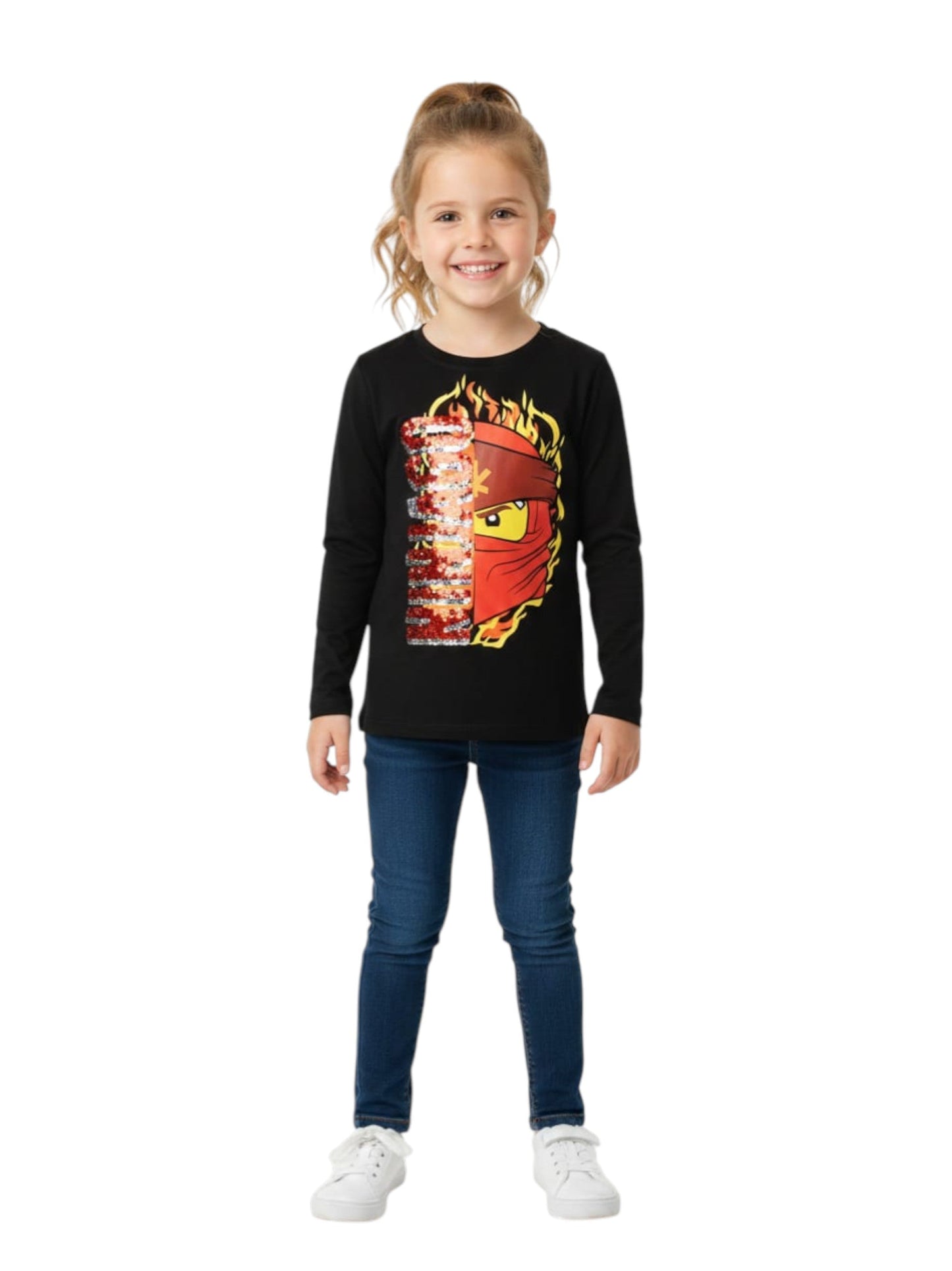 Kids Girl's Graphic Printed Top,Black