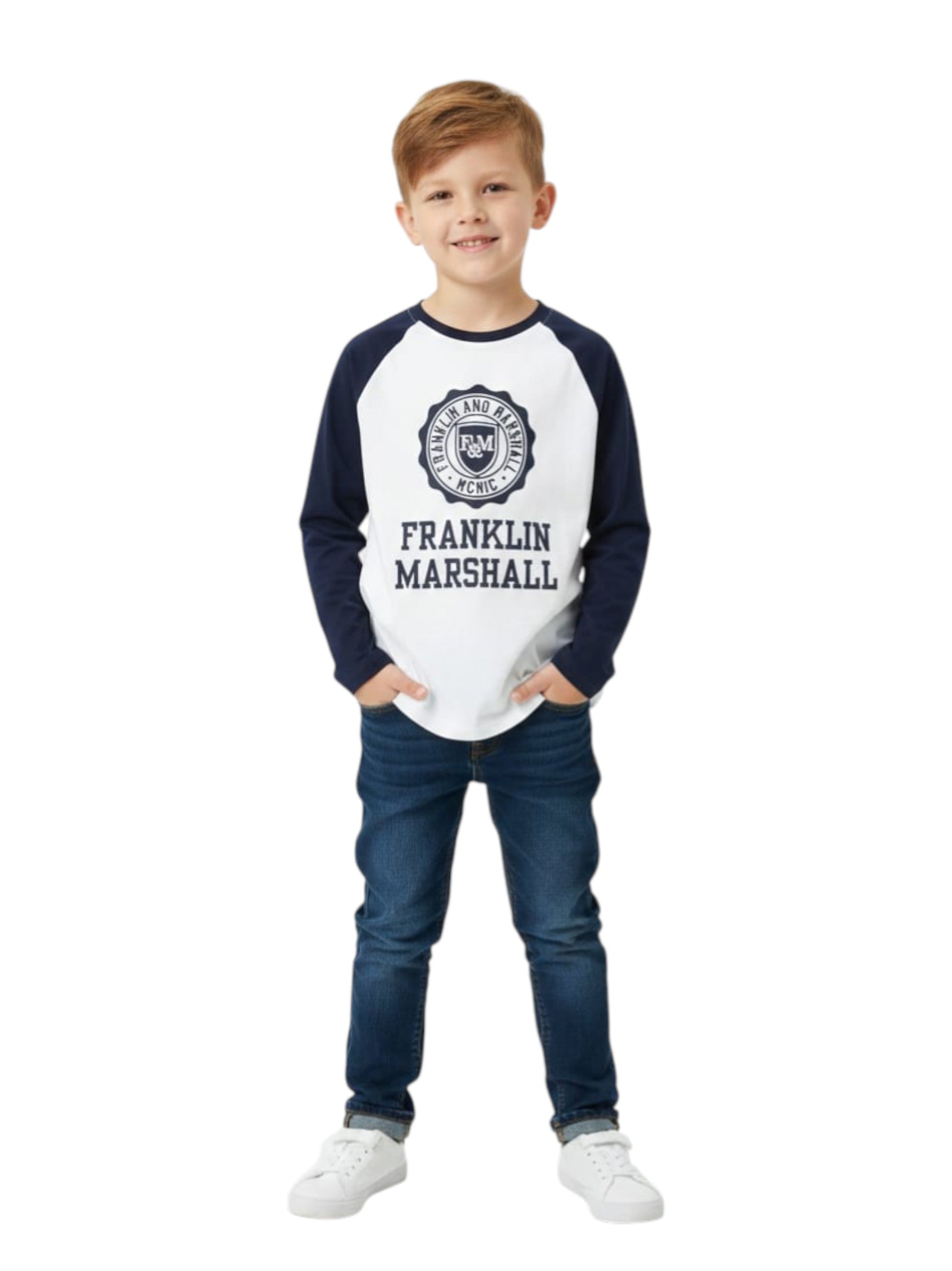 Kids Boy's Brand Logo Printed Top,White