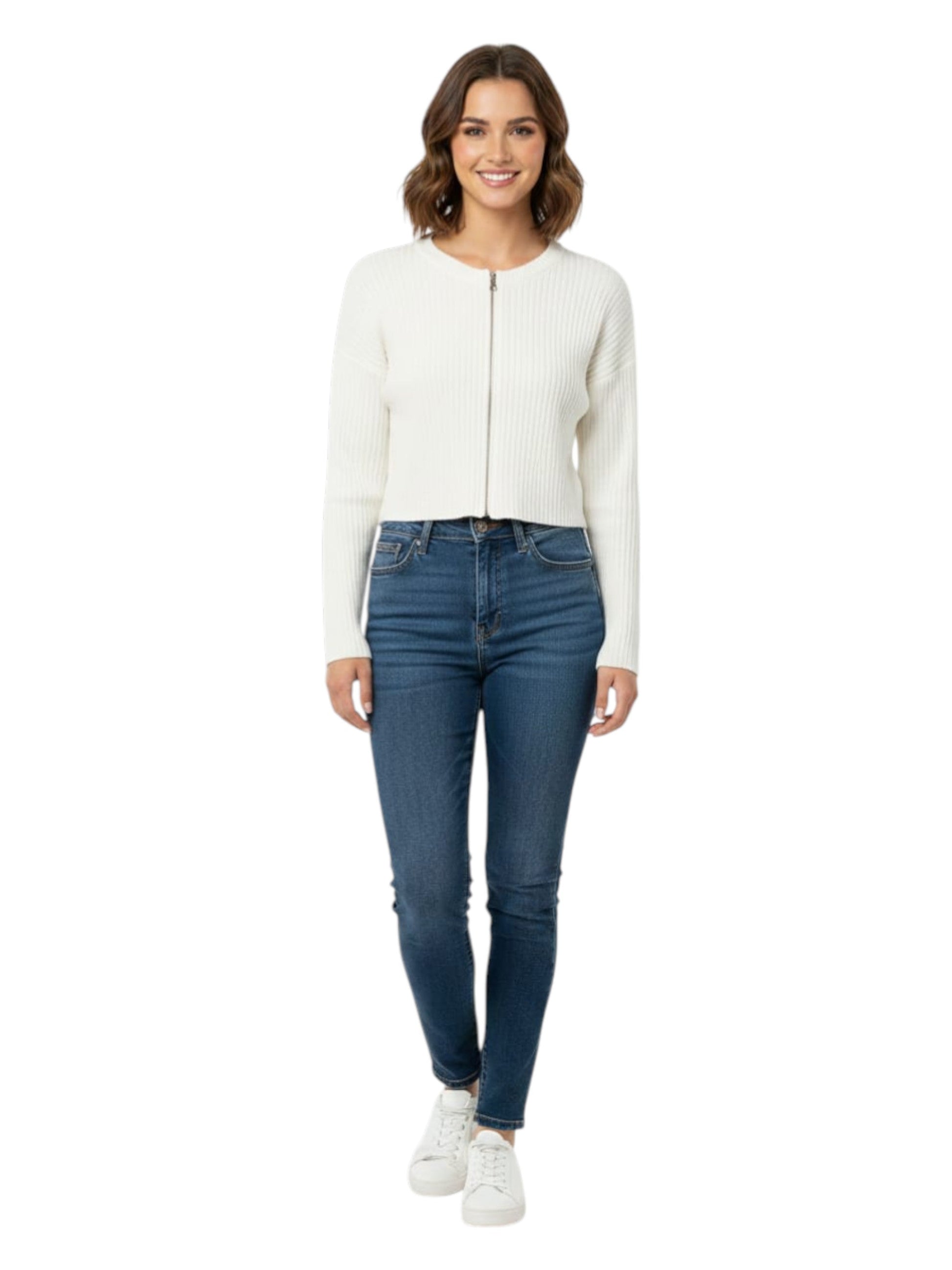 Women's Ribbed Sweaters,White