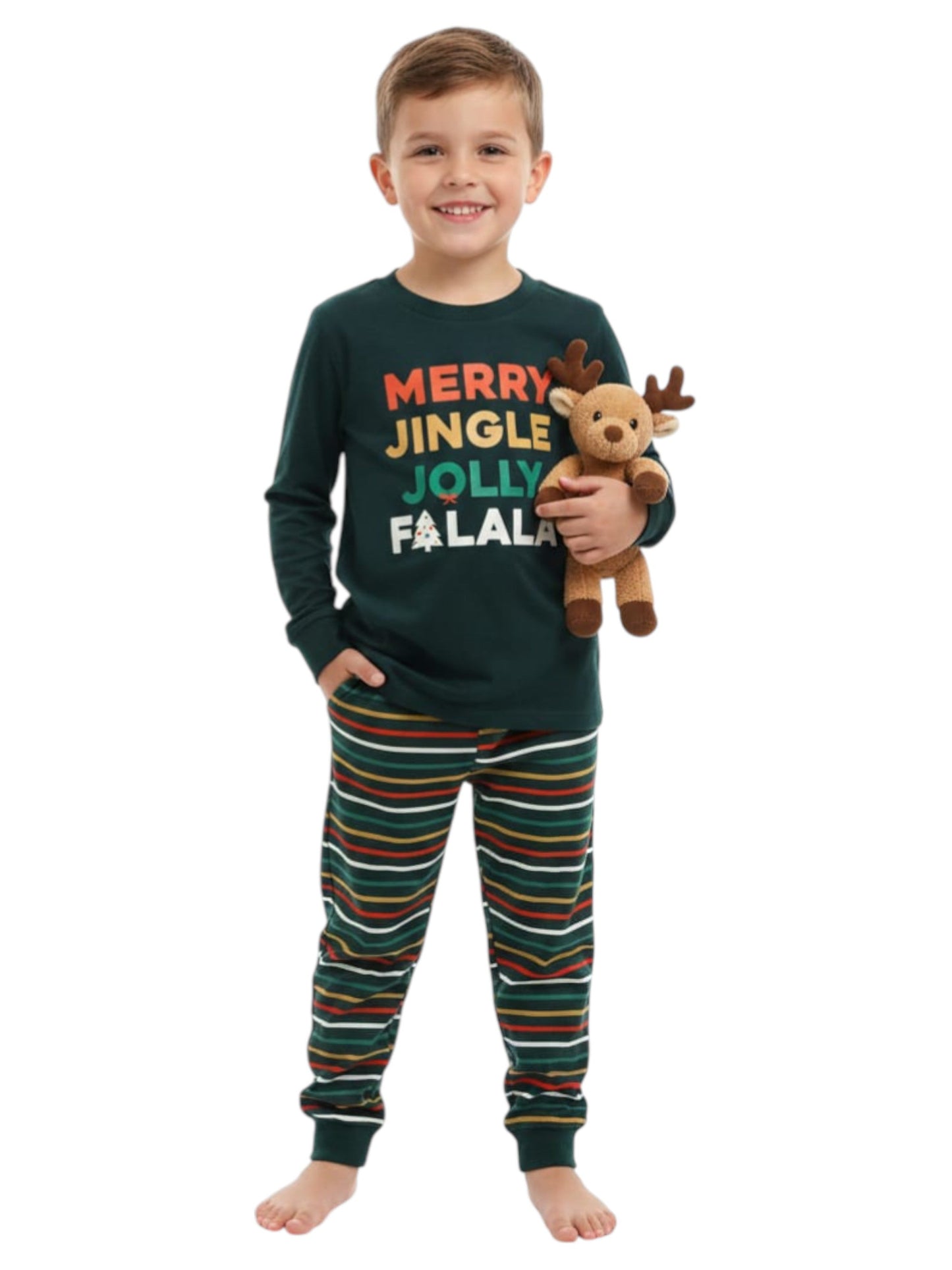 Kids Boy's Printed Pajama Set,Dark Green