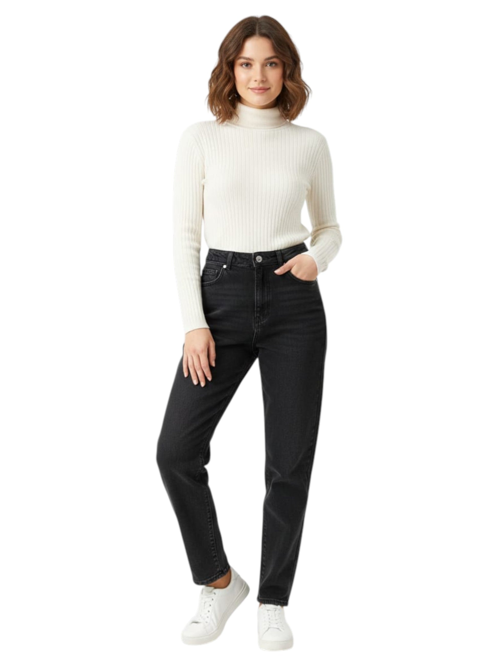 Women's Plain Solid Jeans,Black