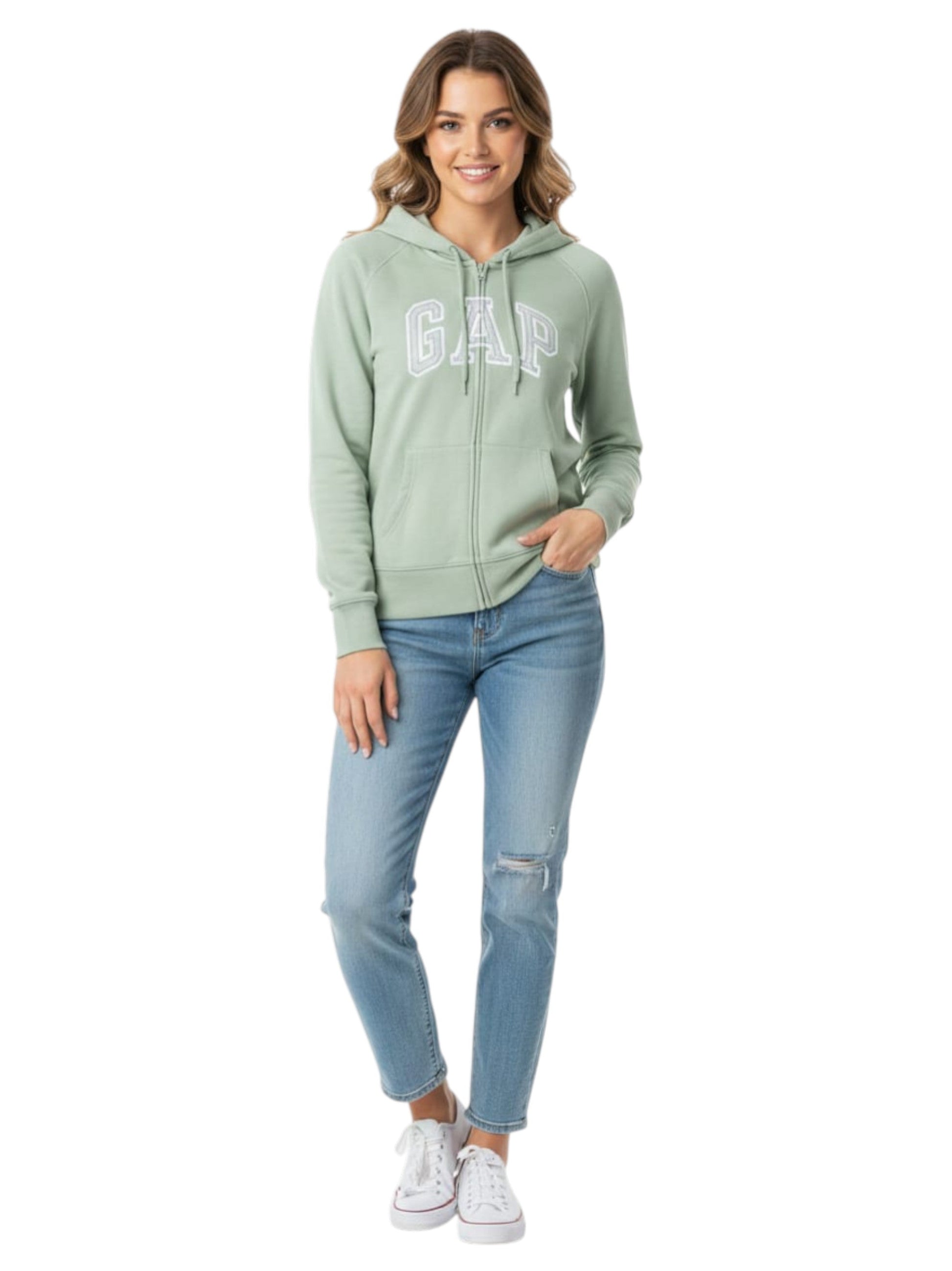 Women's Brand Logo Printed Hoodie,Light Green