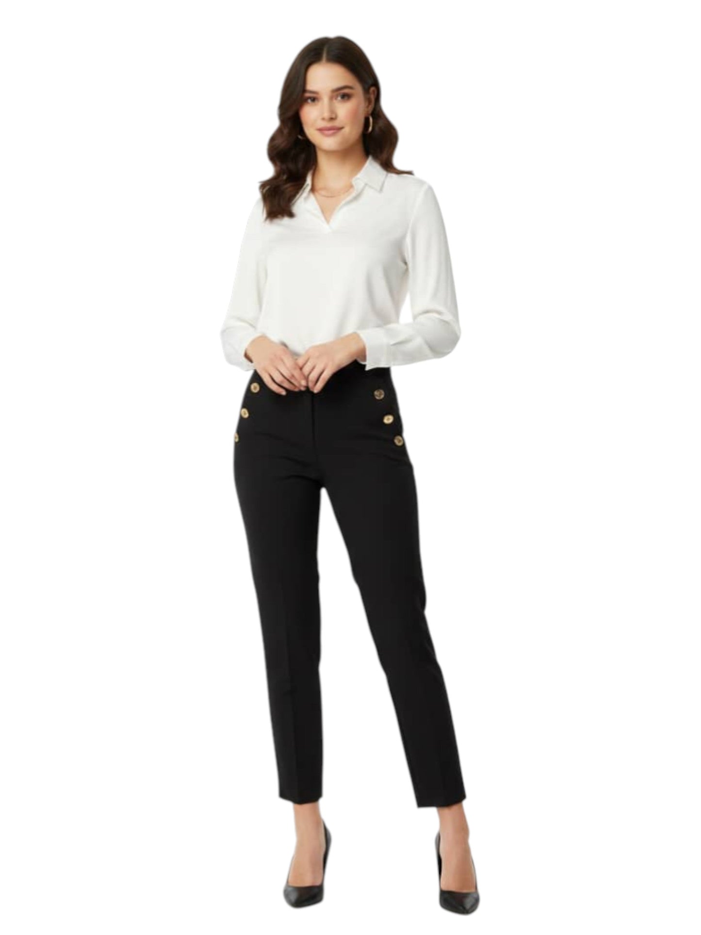 Women's Plain Solid Classic Pant,Black