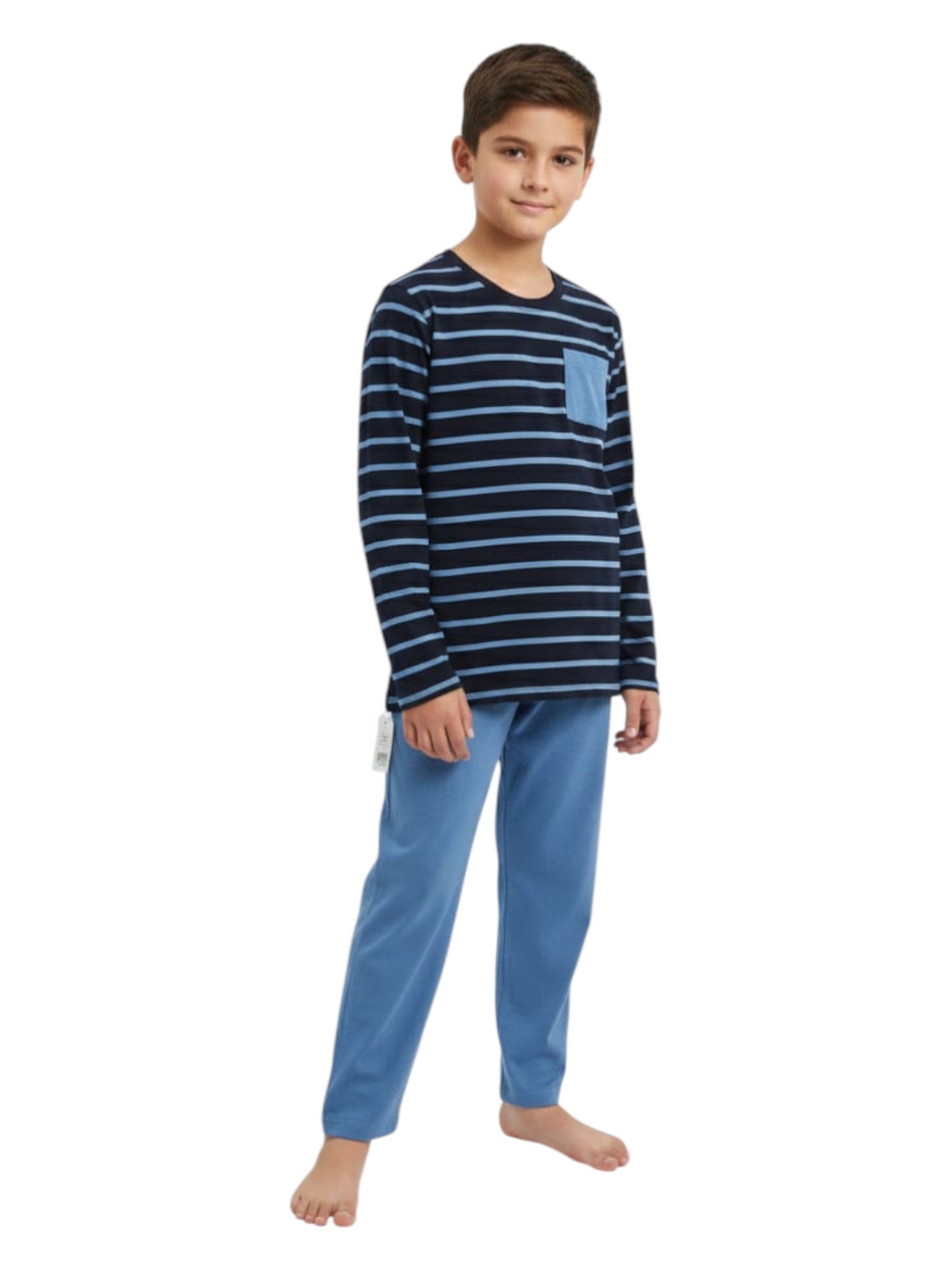 Kids Boy's Striped Pajama Set,Black/Blue
