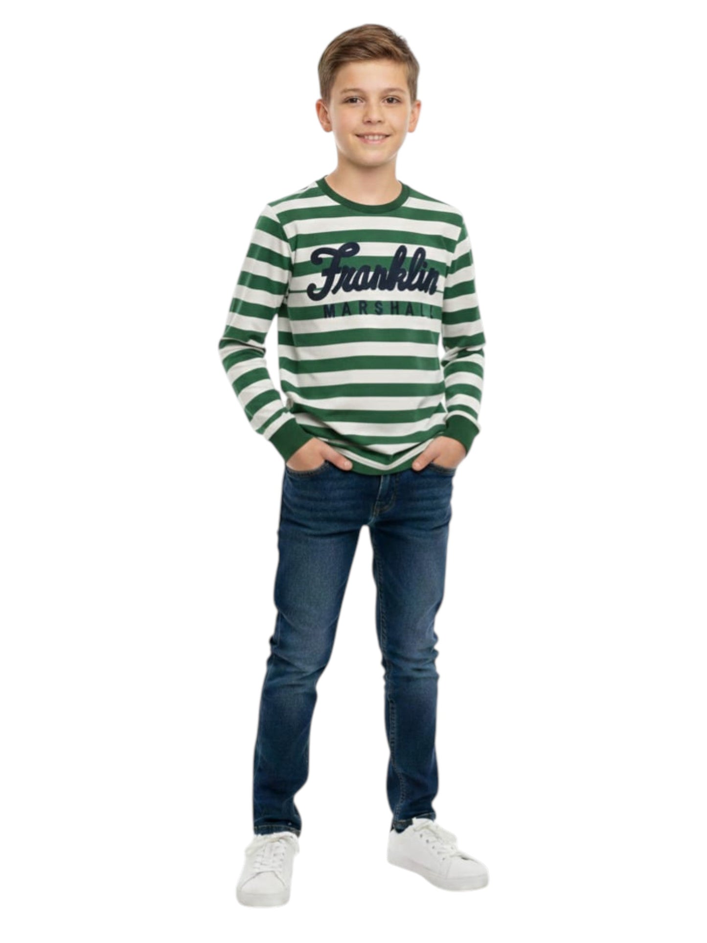 Kids Boy's Striped Top,Light Grey/Green