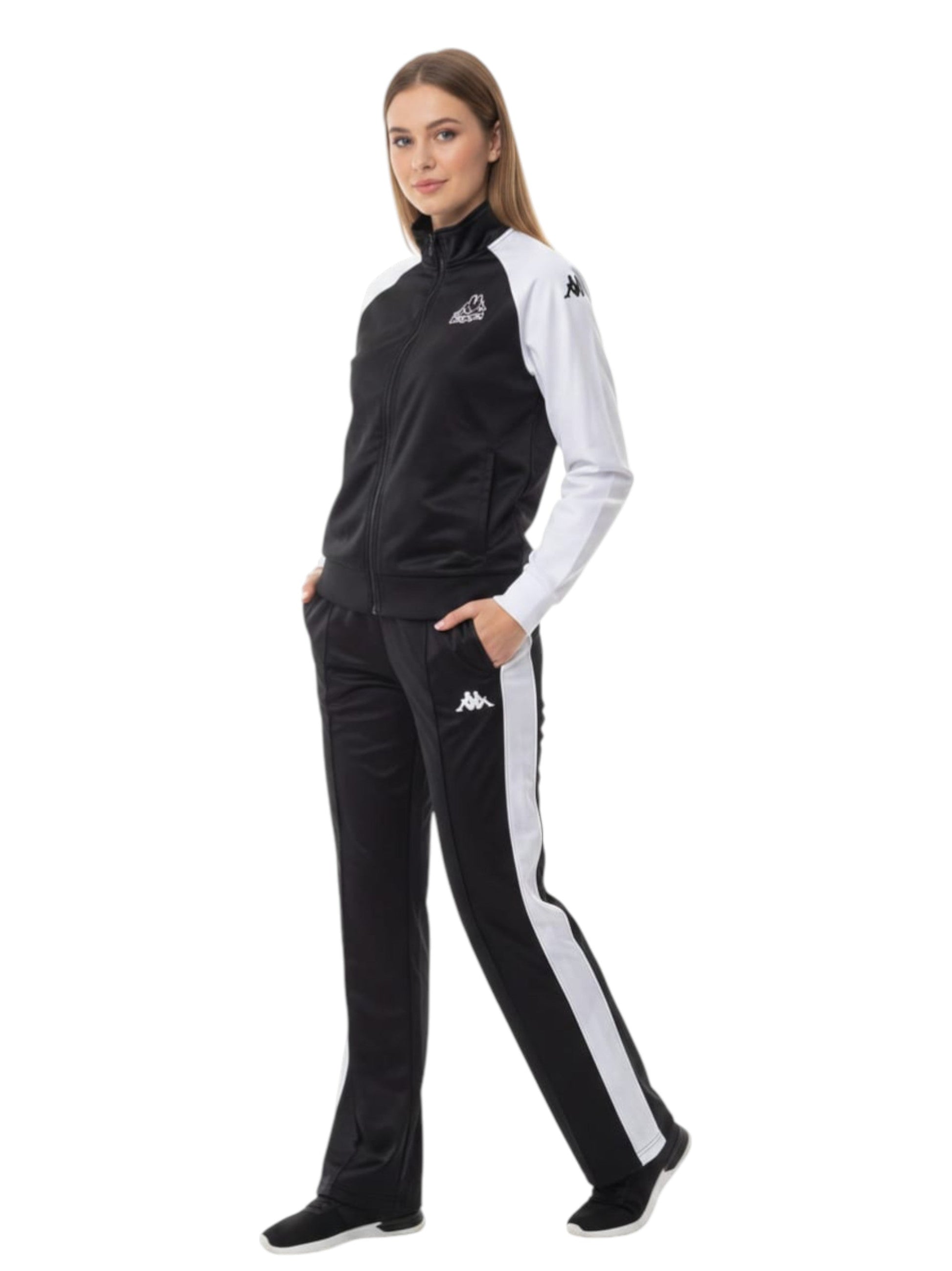 Women's Colorblocked Pajama Set,Black/White