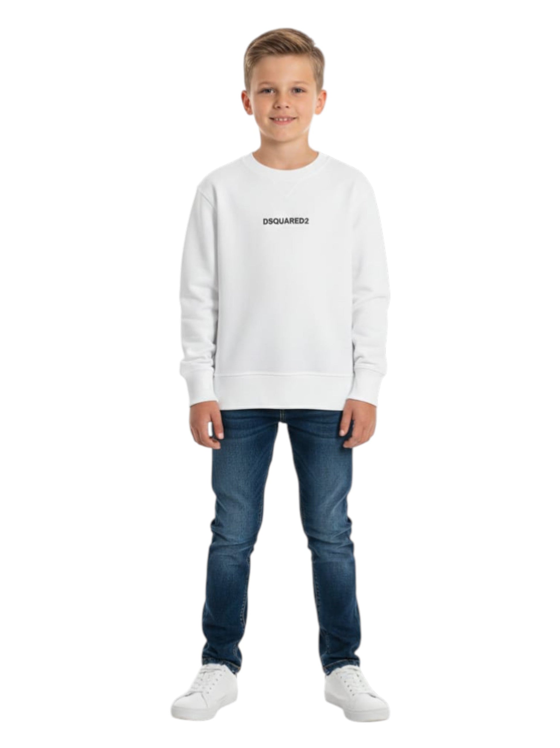 Kids Boy's Brand Logo Printed Sweaters,White