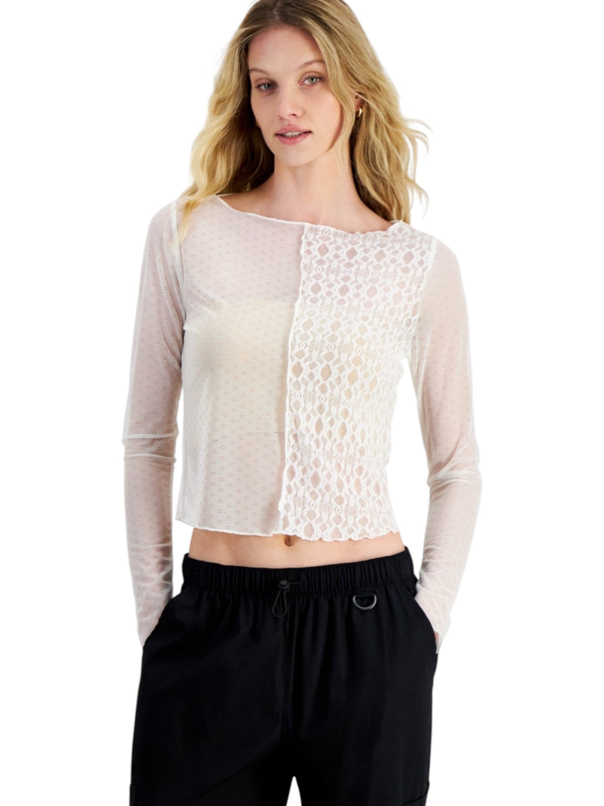 Women's Lace Printed Top,White