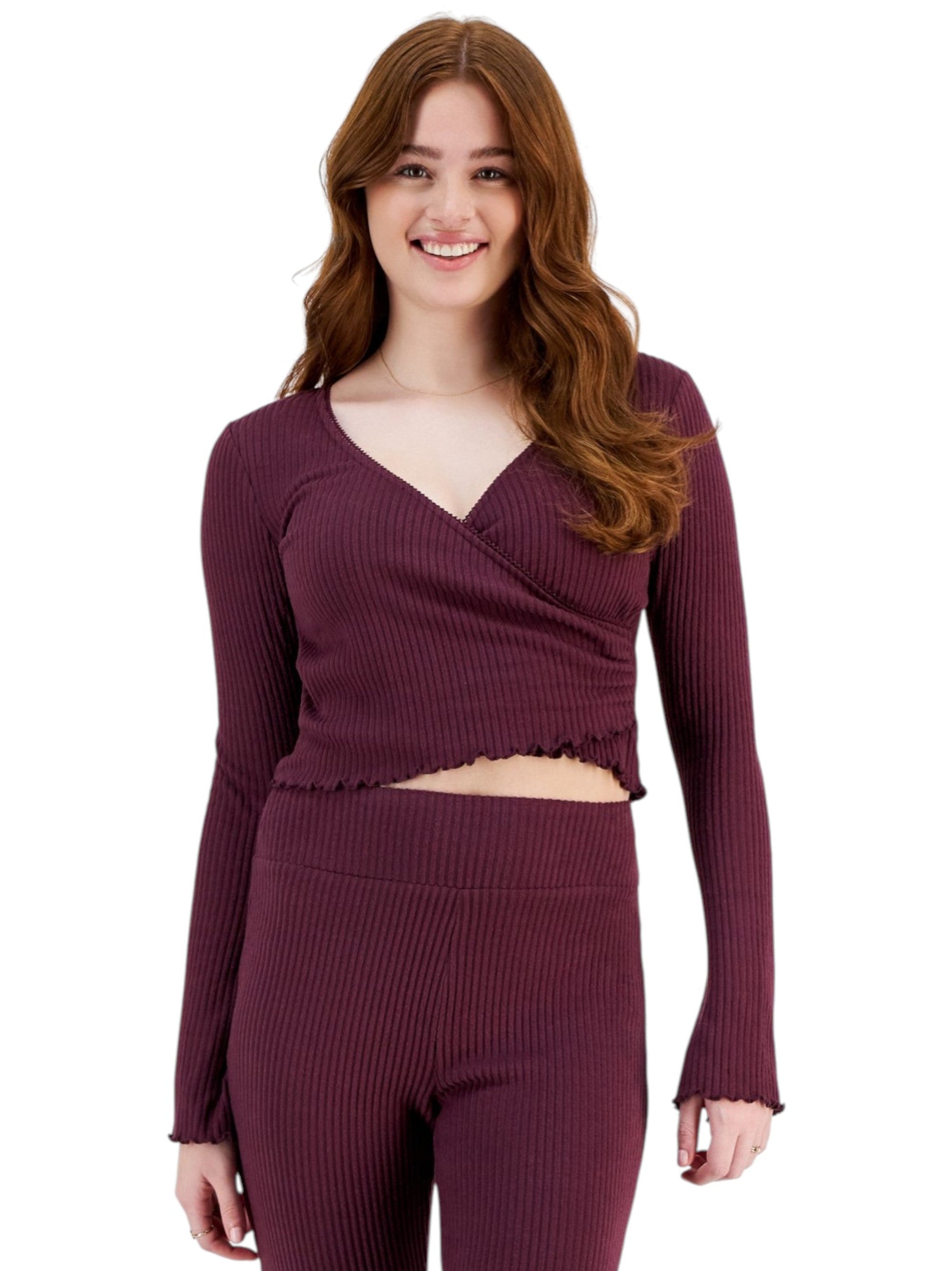 Women's Ribbed Top,Dark Purple