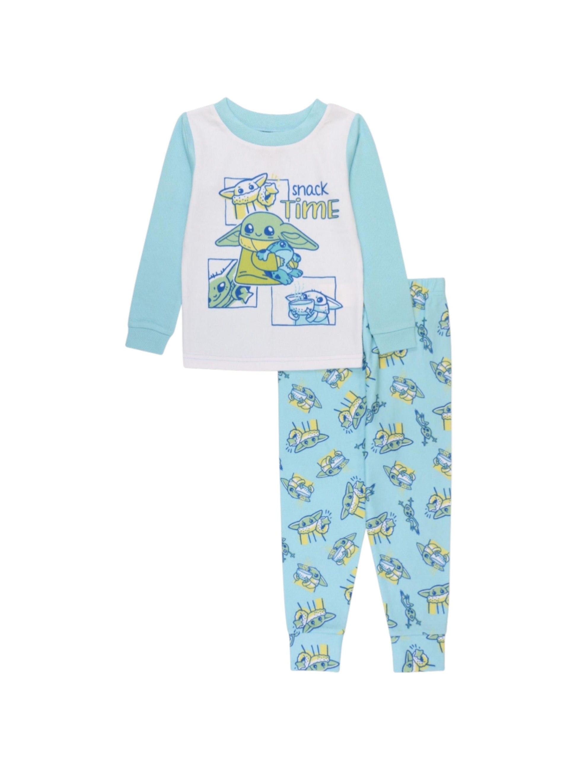 Kids Boy's Printed Pajama Set,Light Blue/White