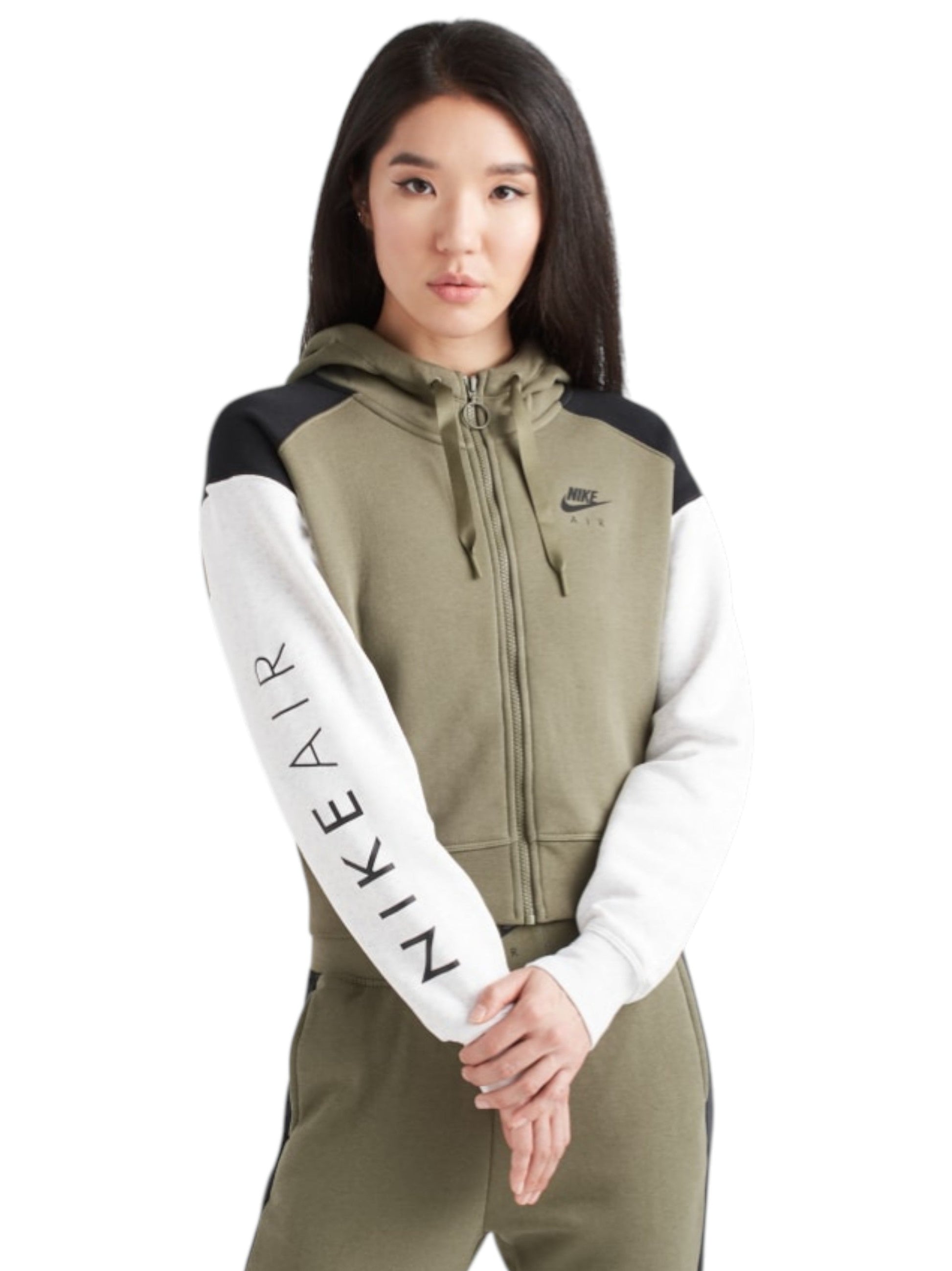 Women's Colorblocked Hoodie,Olive/Light Grey