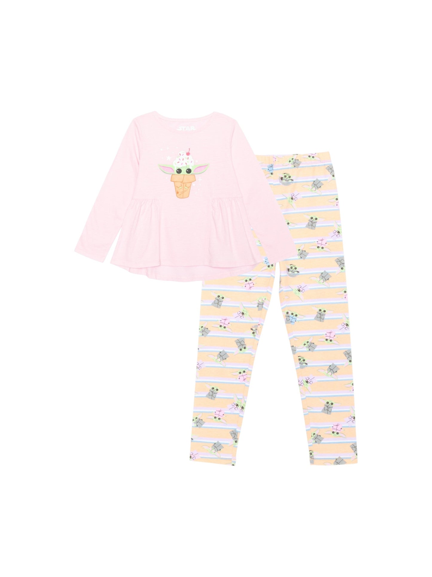 Kids Girl's Printed Pajama Set,Light Pink