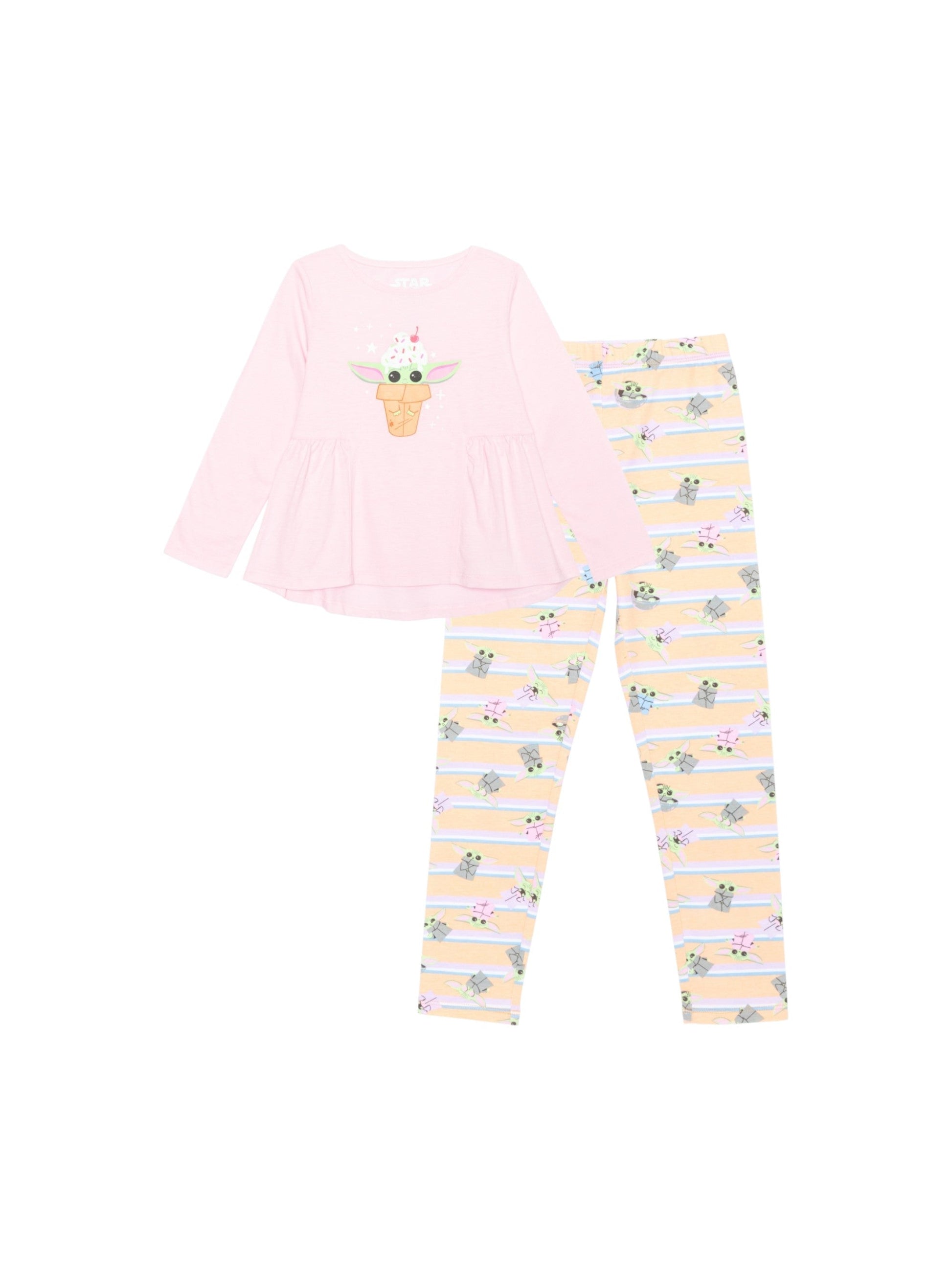 Kids Girl's Printed Pajama Set,Light Pink