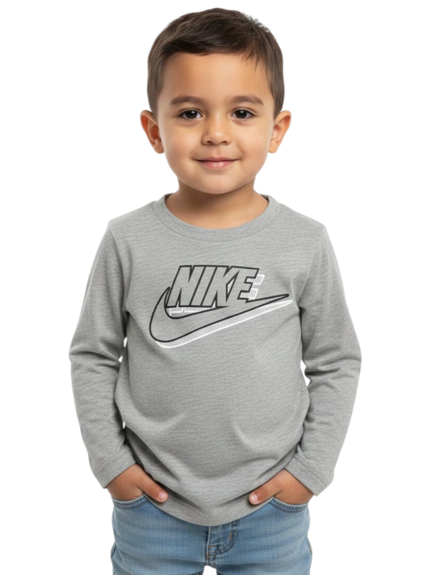 Kids Boy's Brand Logo Printed Top,Grey
