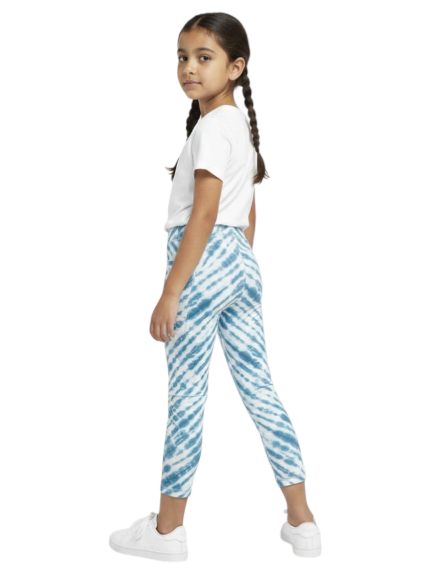 Kids Girl's Printed Legging,White/Navy