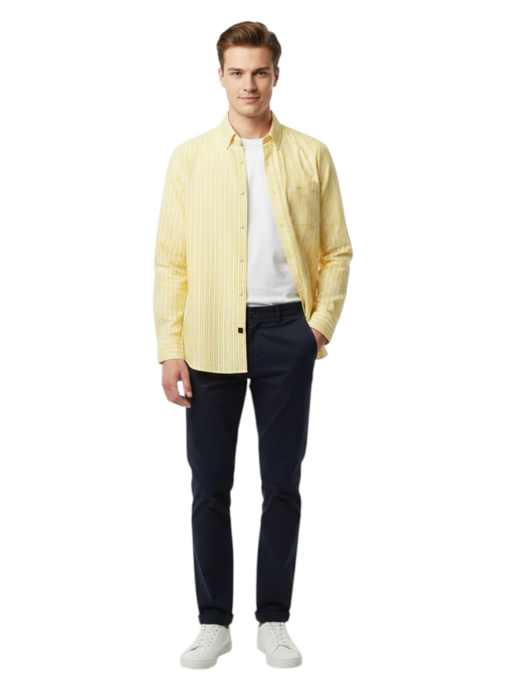 Men's Striped Dress Shirt,Yellow