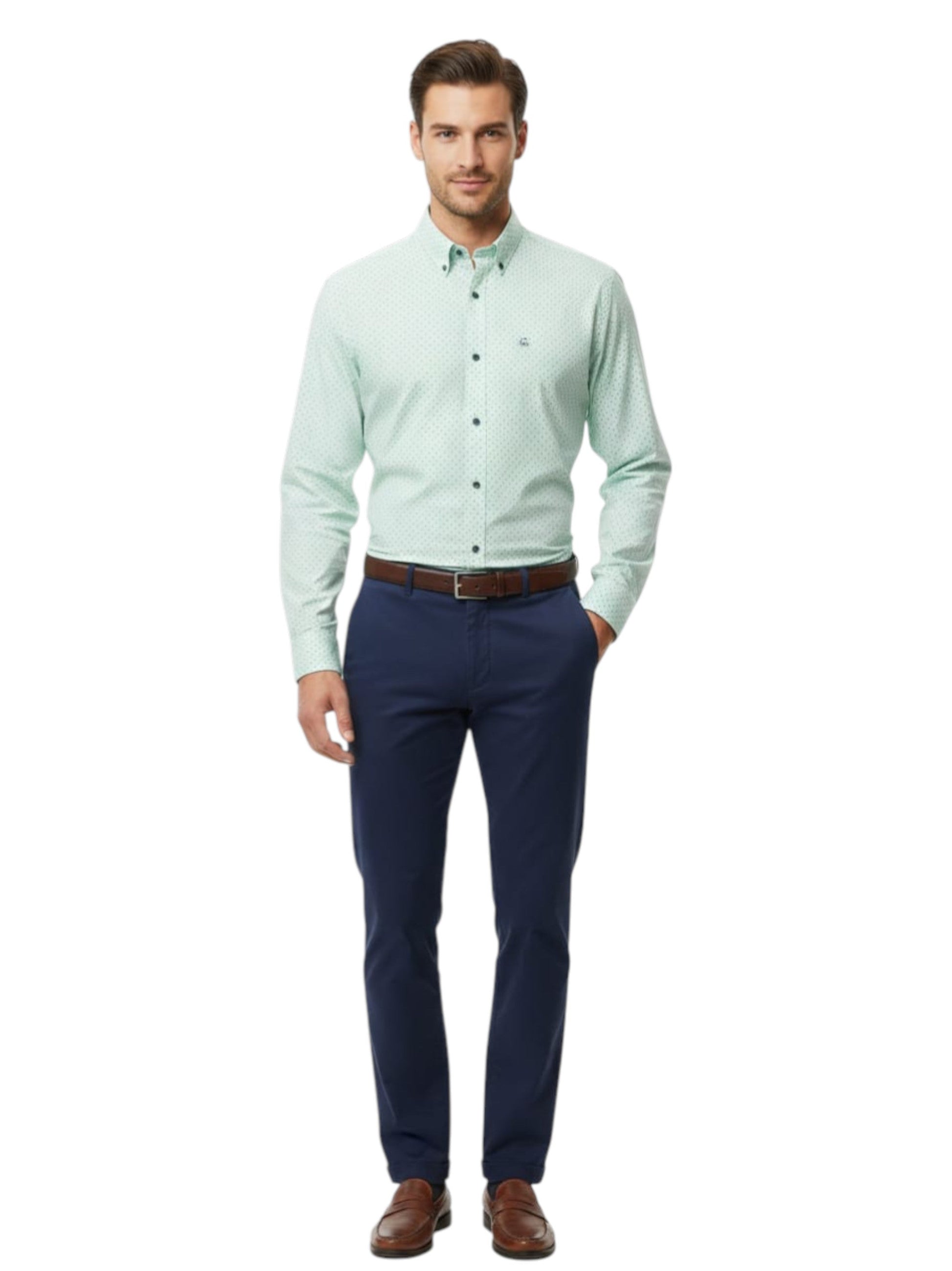 Men's Printed Dress Shirt,Light Mint