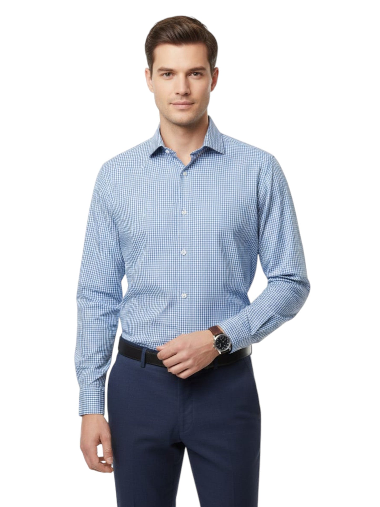 Men's Plaid Dress Shirt,Blue