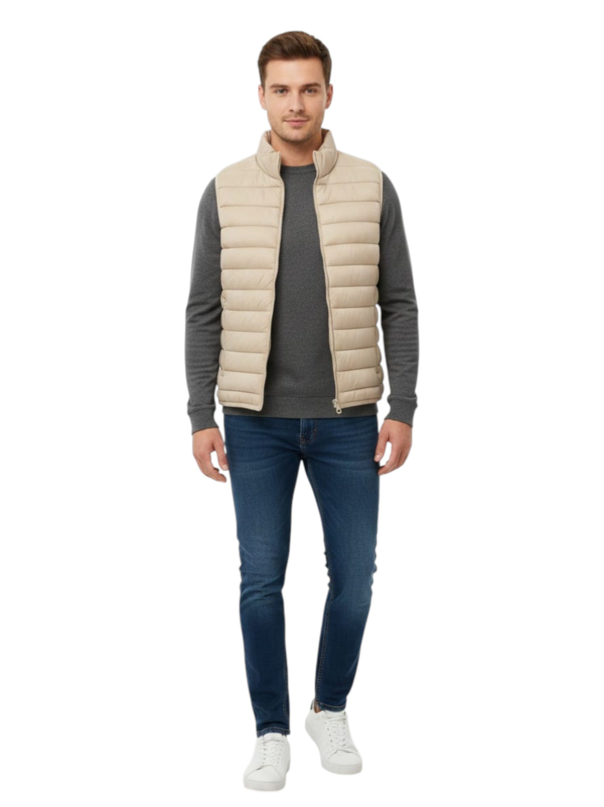 Men's Quilted Vest,Beige