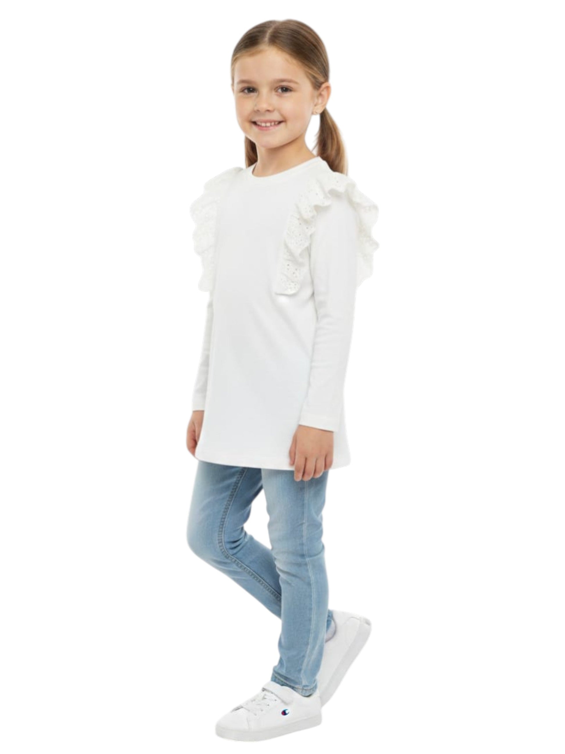 Kids Girl's Plain Solid Top,White