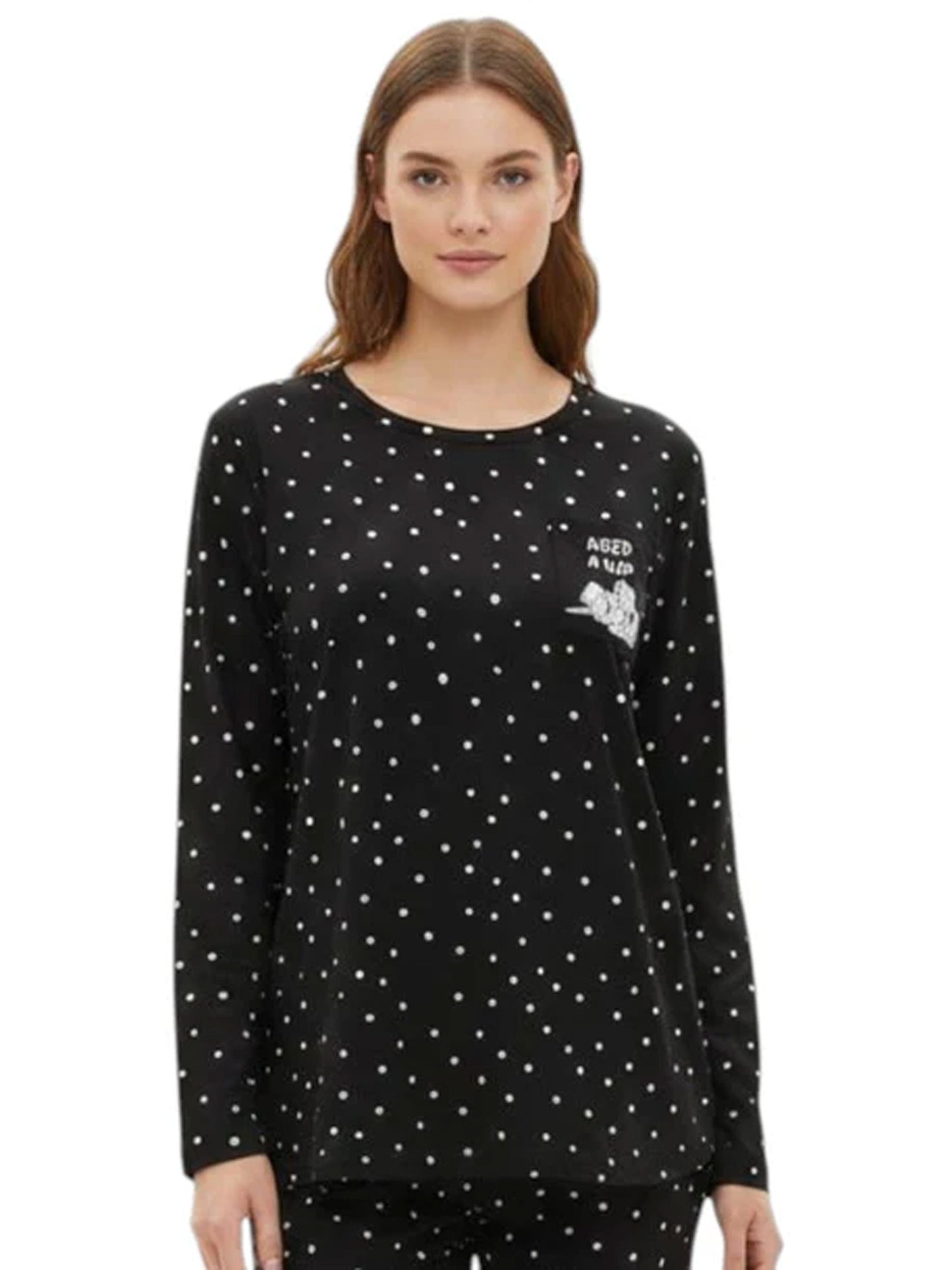 Women's Printed Sleepwear Top,Black