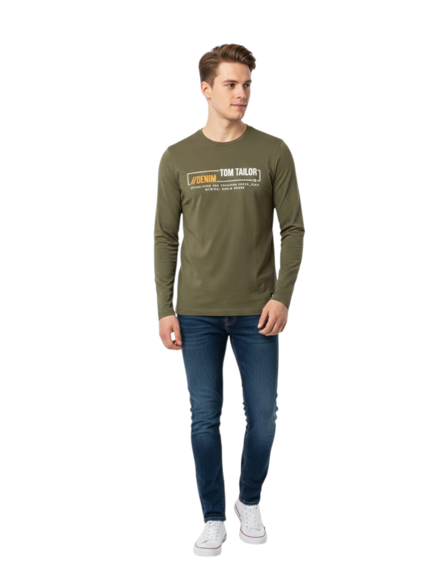 Men's Brand Logo Printed Top,Olive