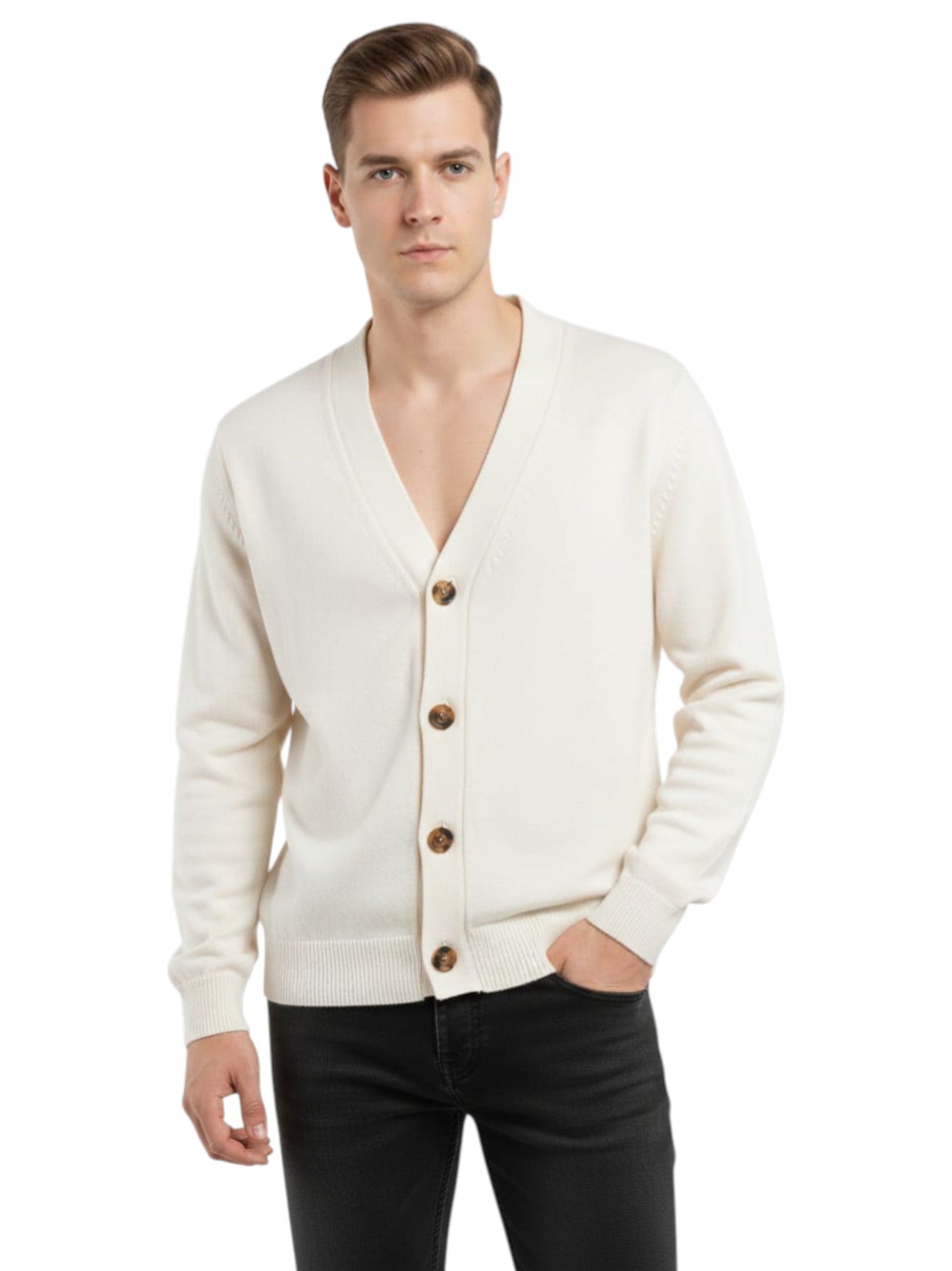 Men's Knitted Cardigan,Off White