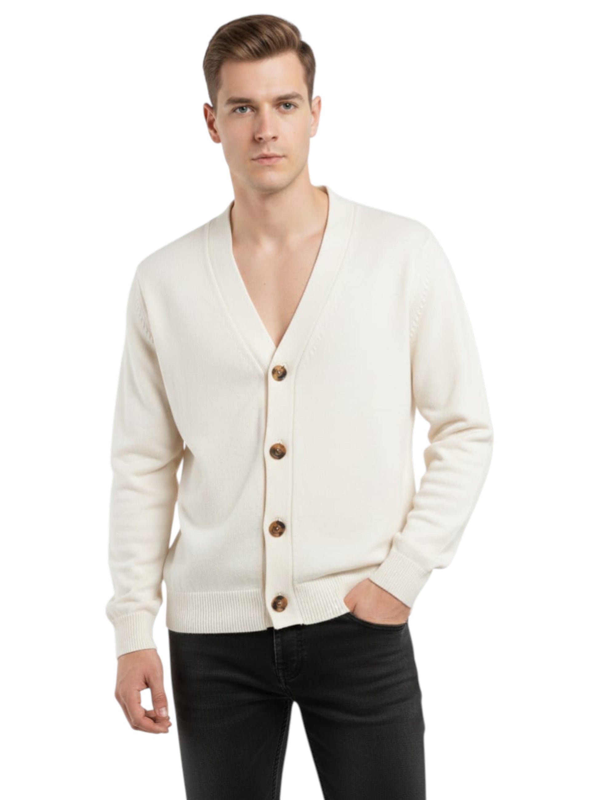 Men's Knitted Cardigan,Off White