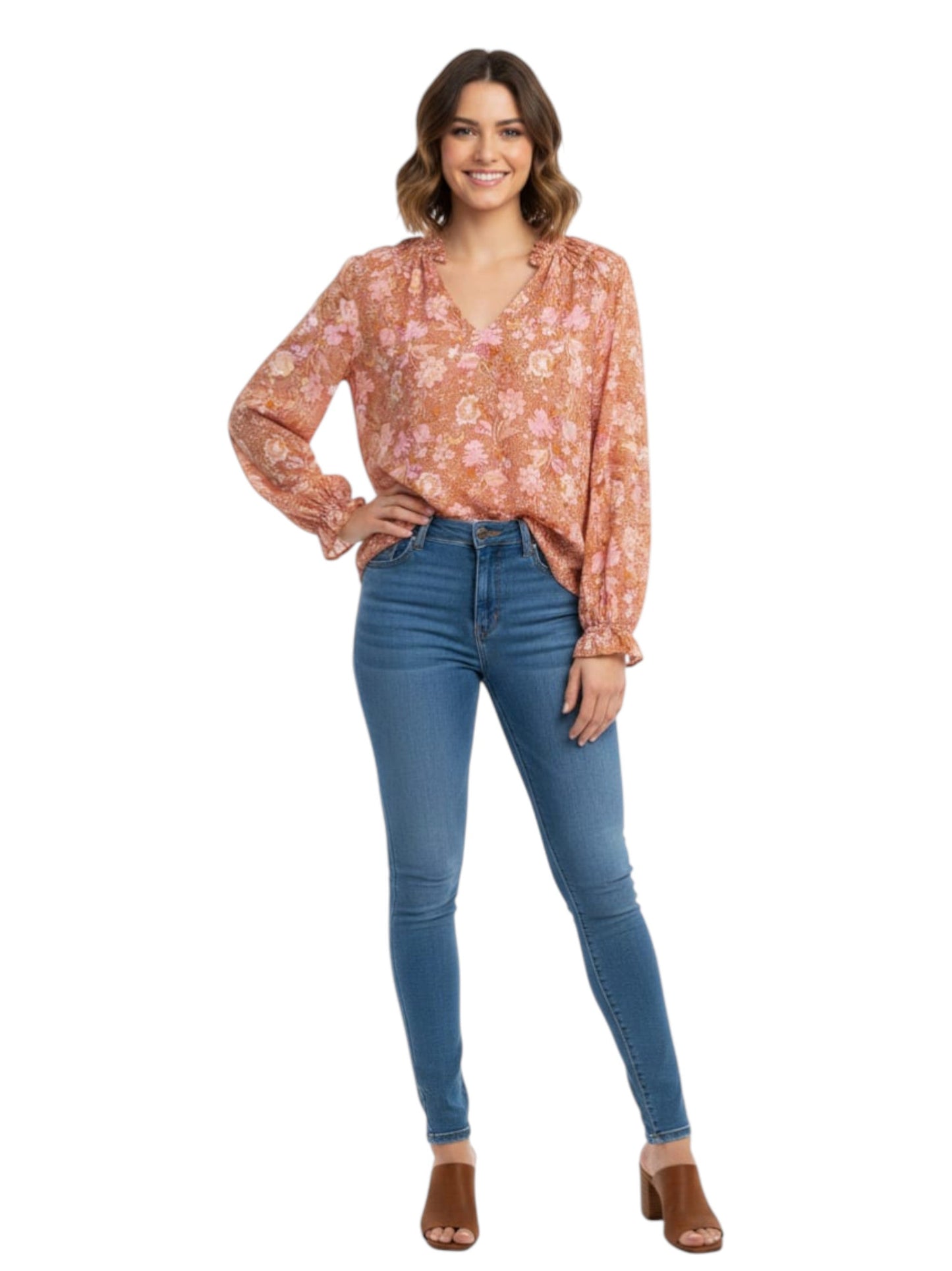 Women 's Floral Printed Top,Multi