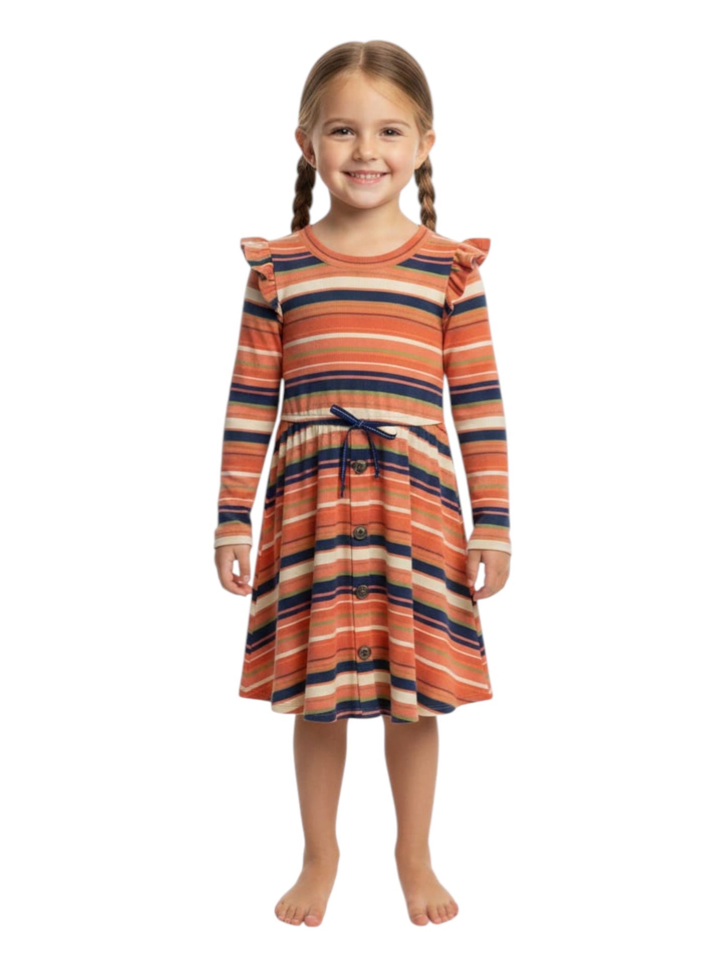 Kids Girl's Striped Dress,Multi