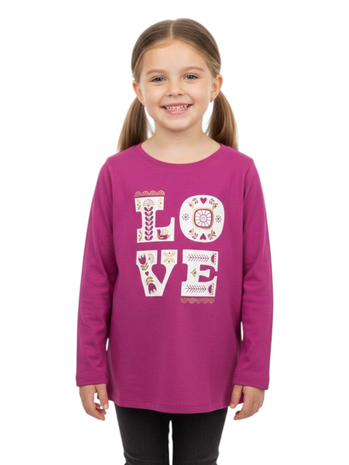 Kids Girl's Printed Top,Dark Purple
