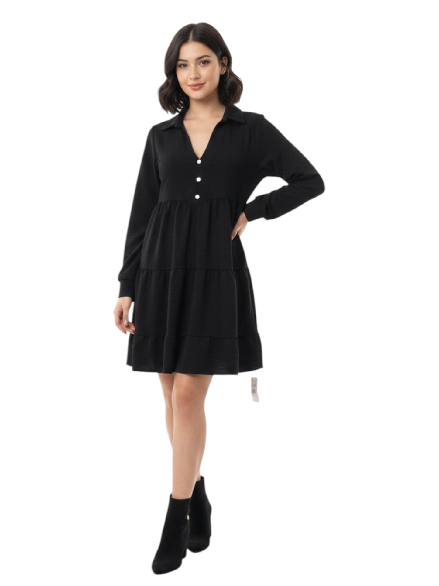 Women's Plain Solid Dress,Black