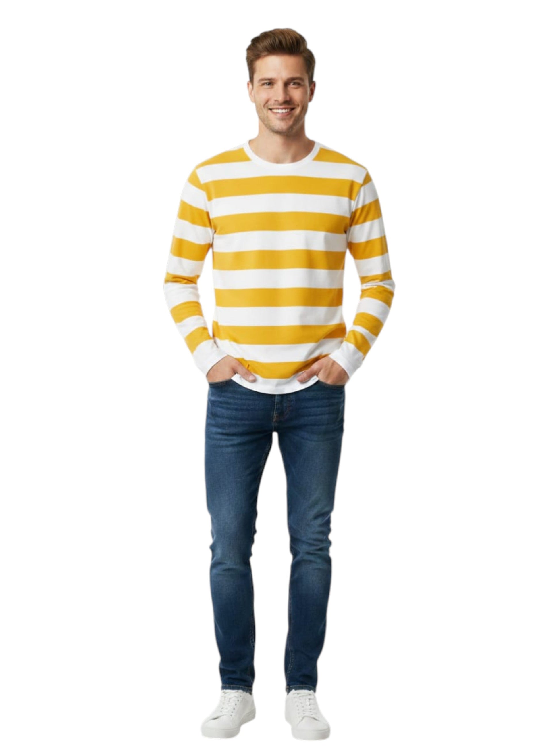 Men's Colorblocked Top,Off White/Mustard