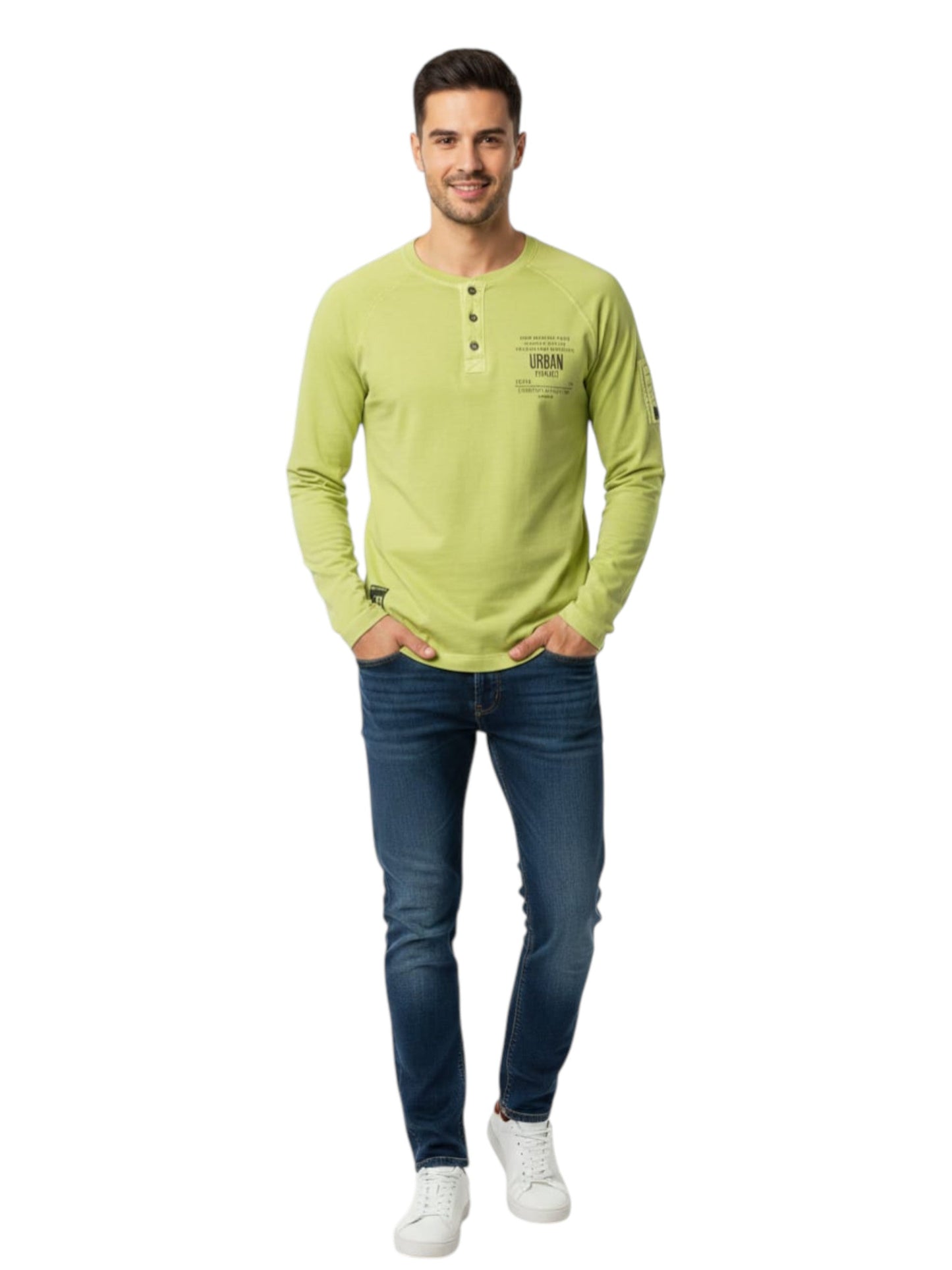 Men's Printed Top,Light Yellow