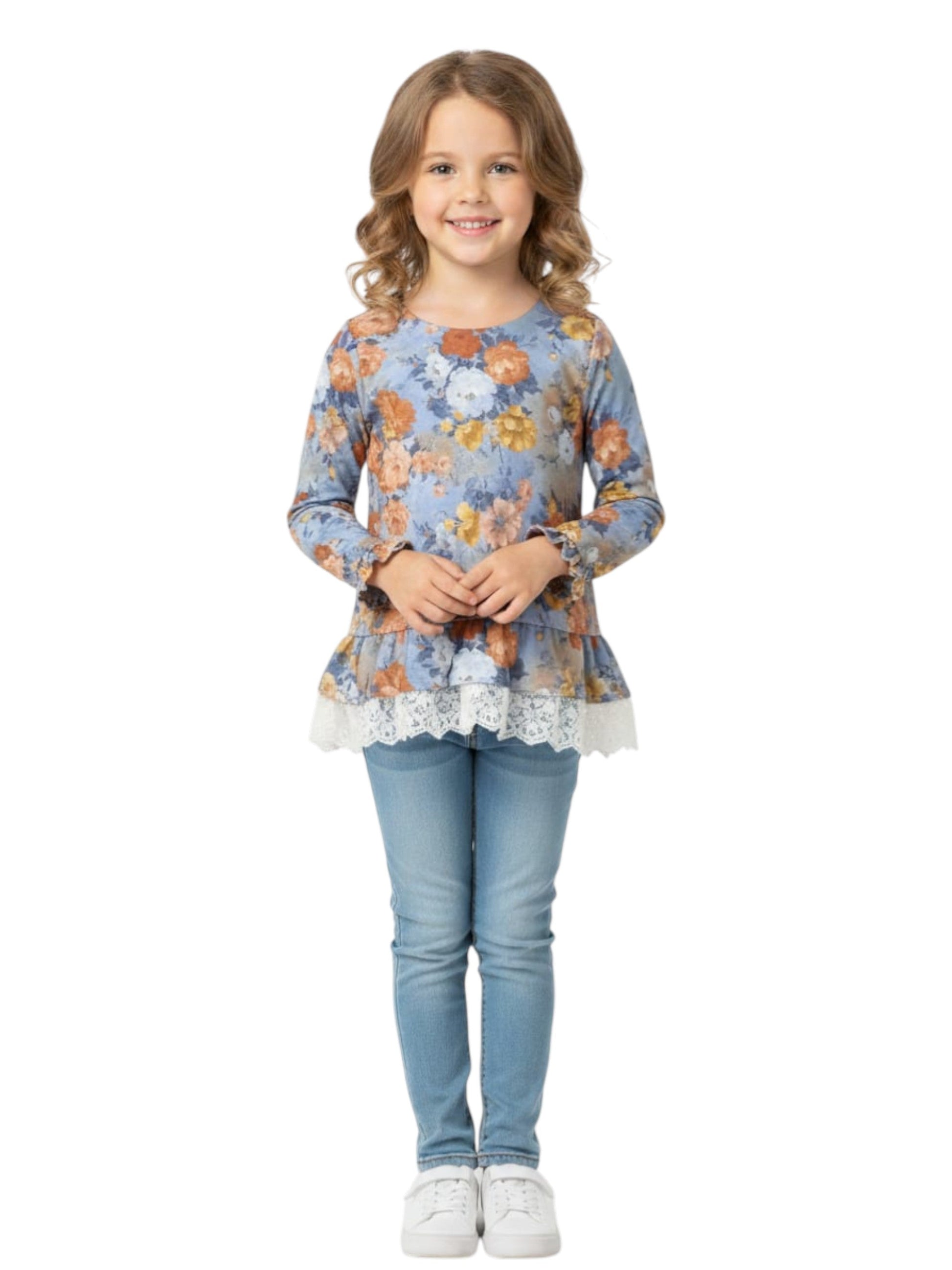 Kids Girl's Floral Printed Top,Multi