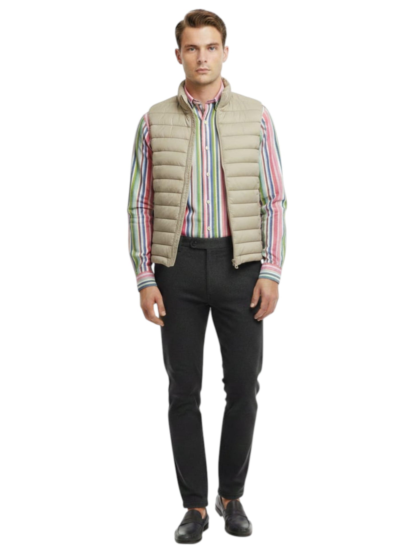 Men's Quilted Vest,Beige