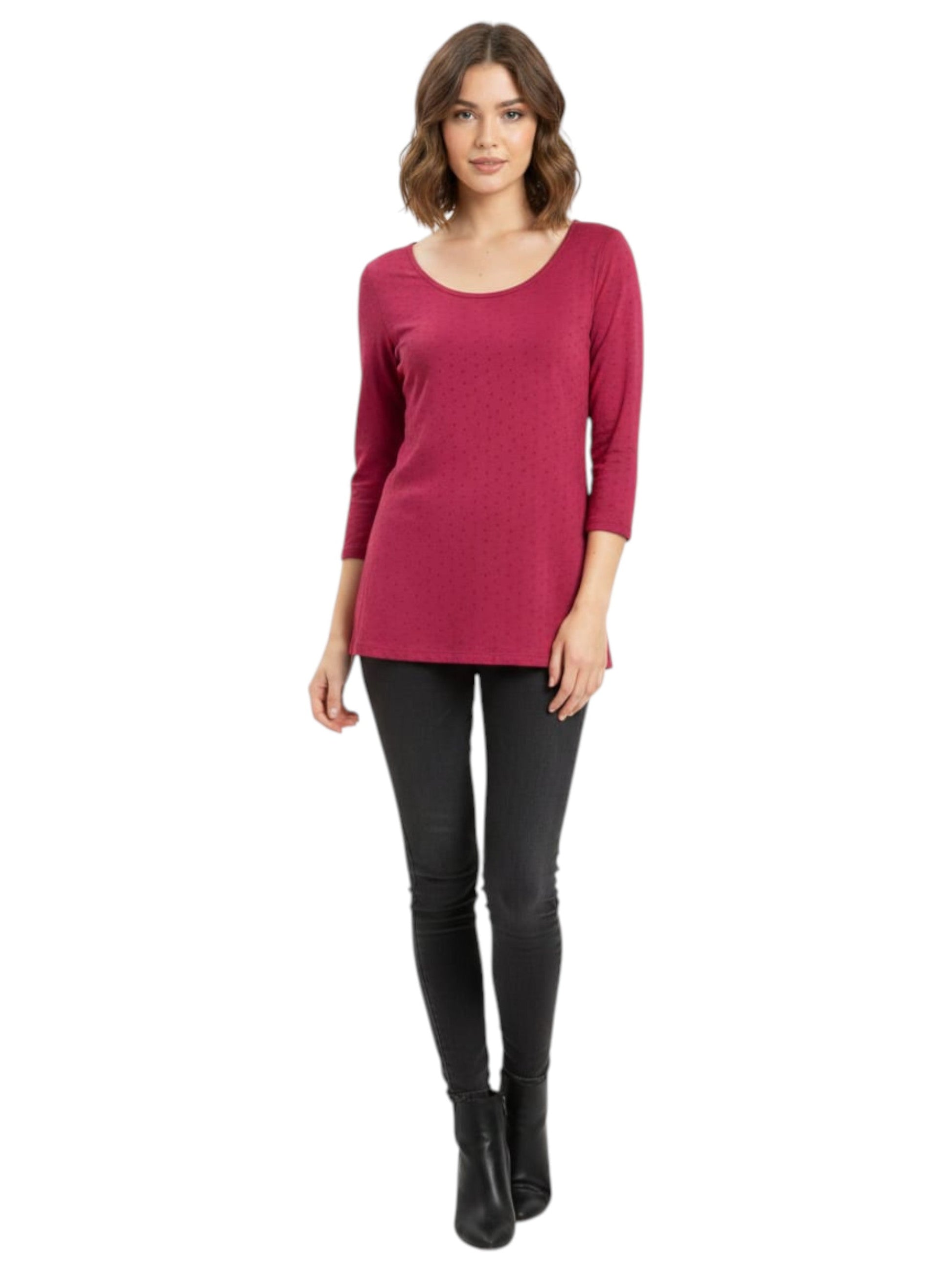 Women's Printed Top,Cherry Red