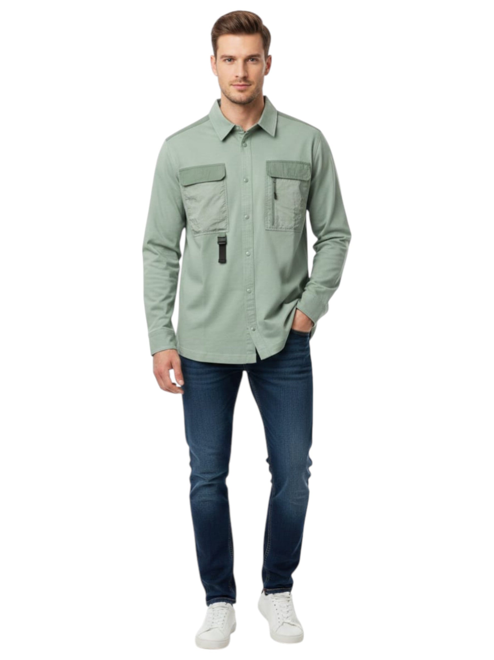 Men's Plain Solid Dress Shirt,Mint