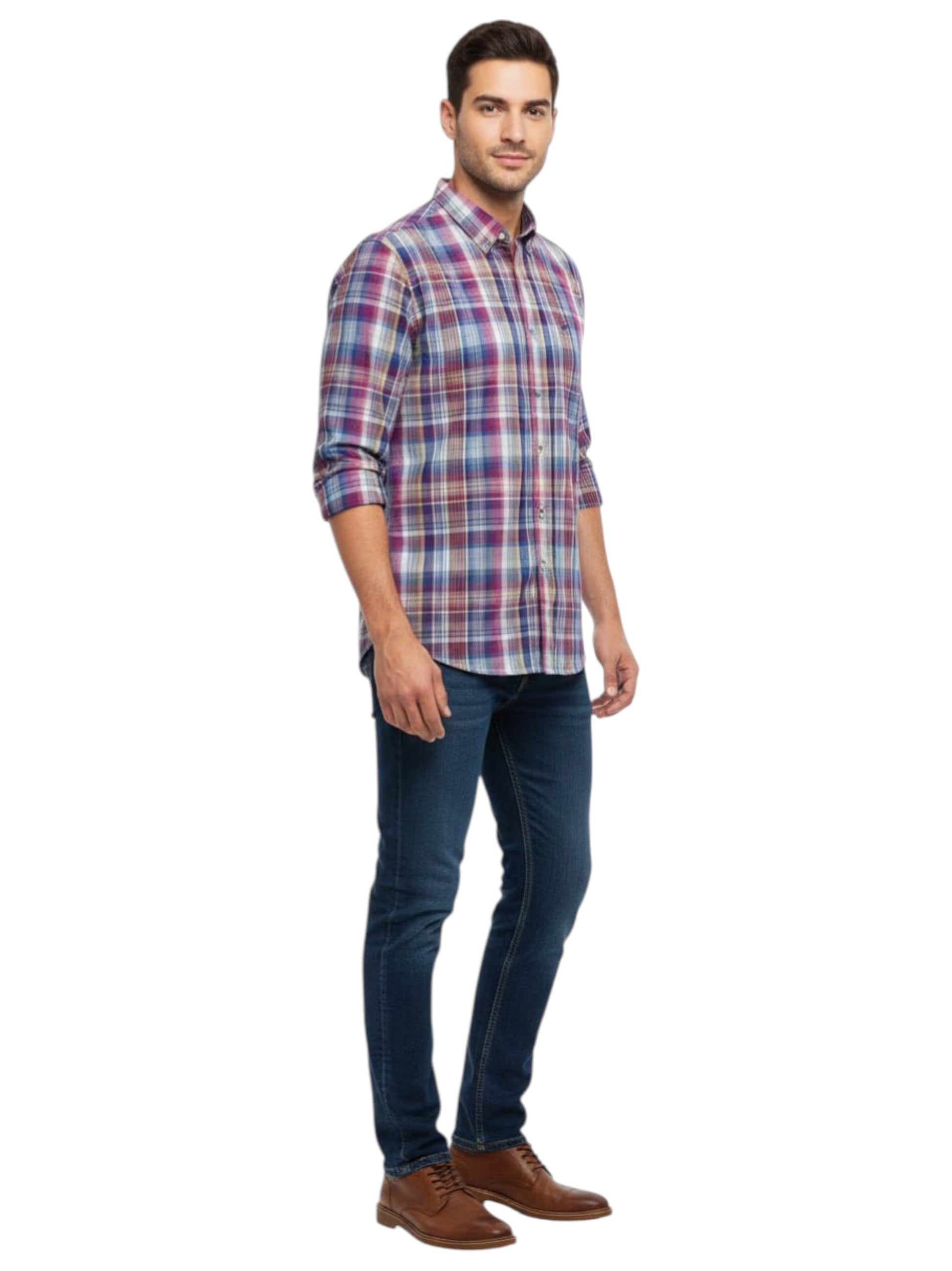 Men's Plaid Dress Shirt,Multi