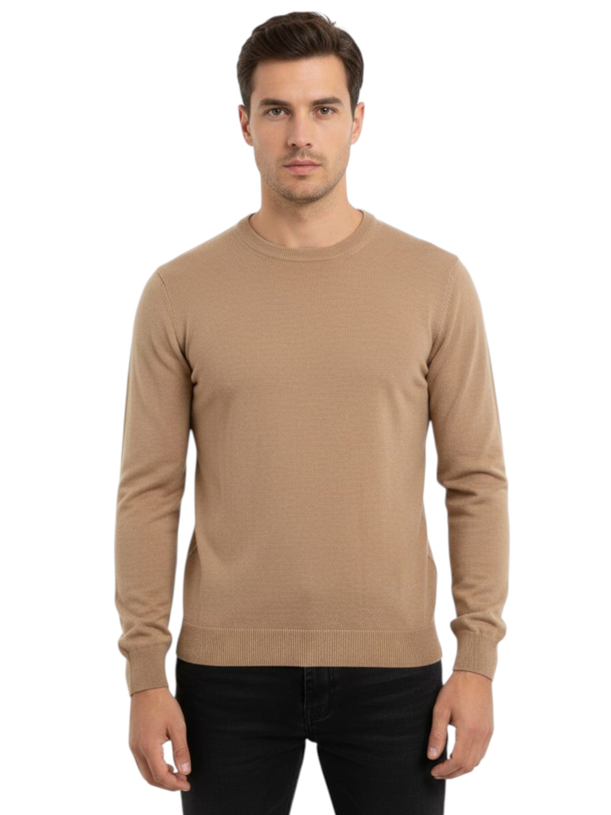 Men's Plain Solid Top,Beige