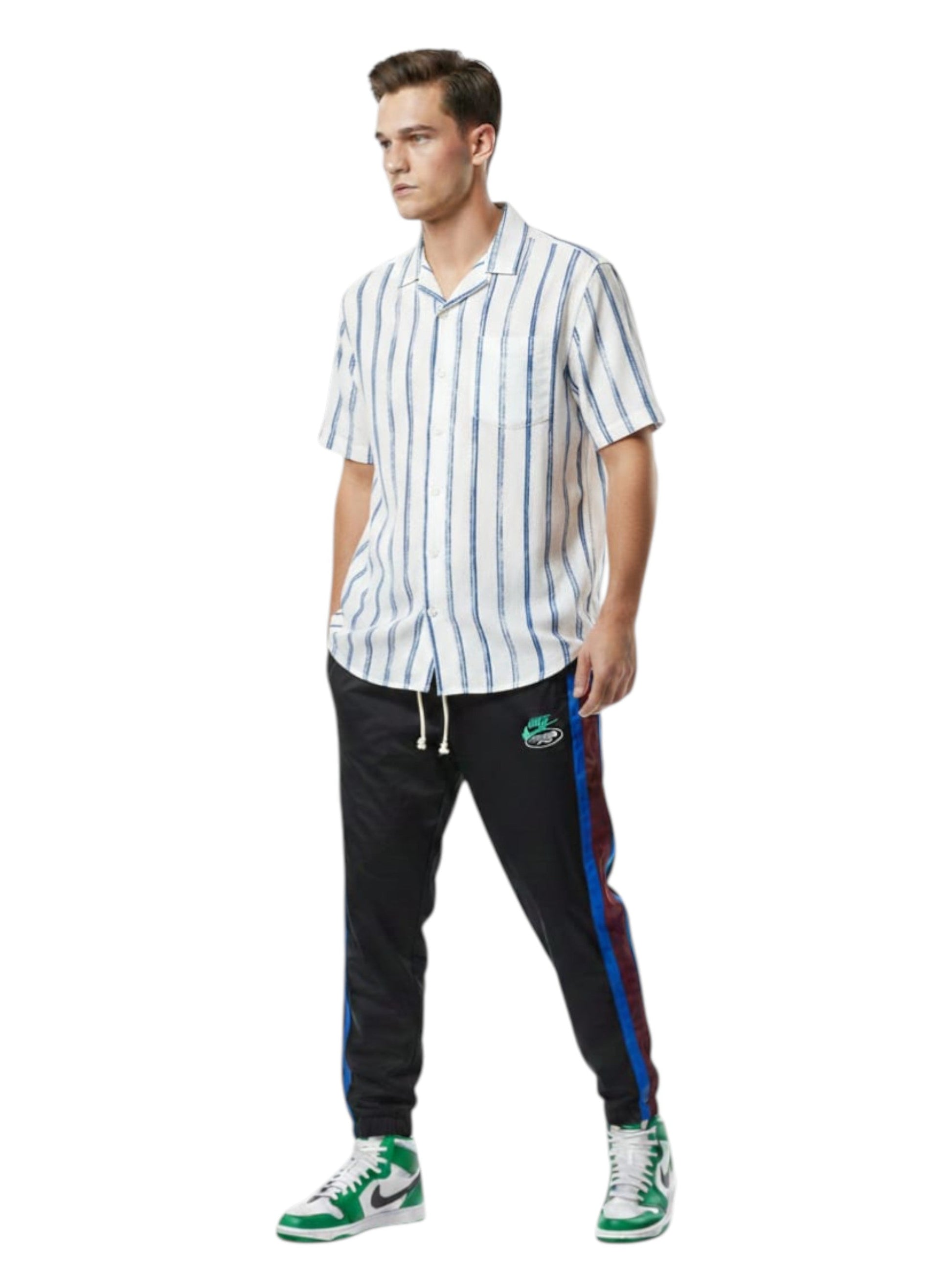 Men's Striped Dress Shirt,Blue/White