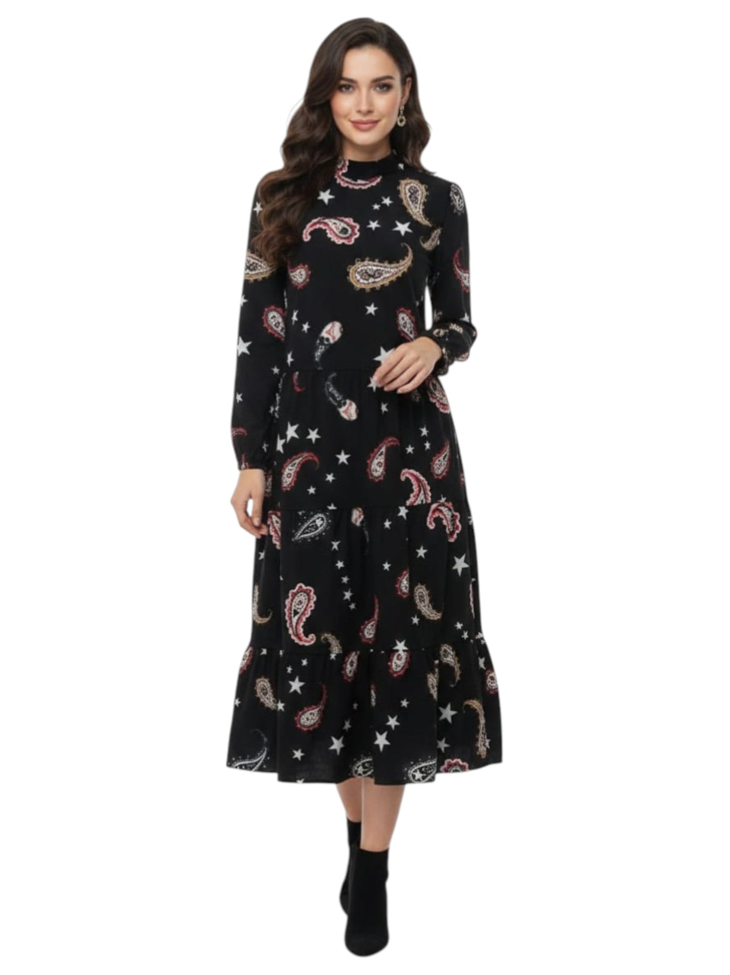 Women's Printed Dress,Black