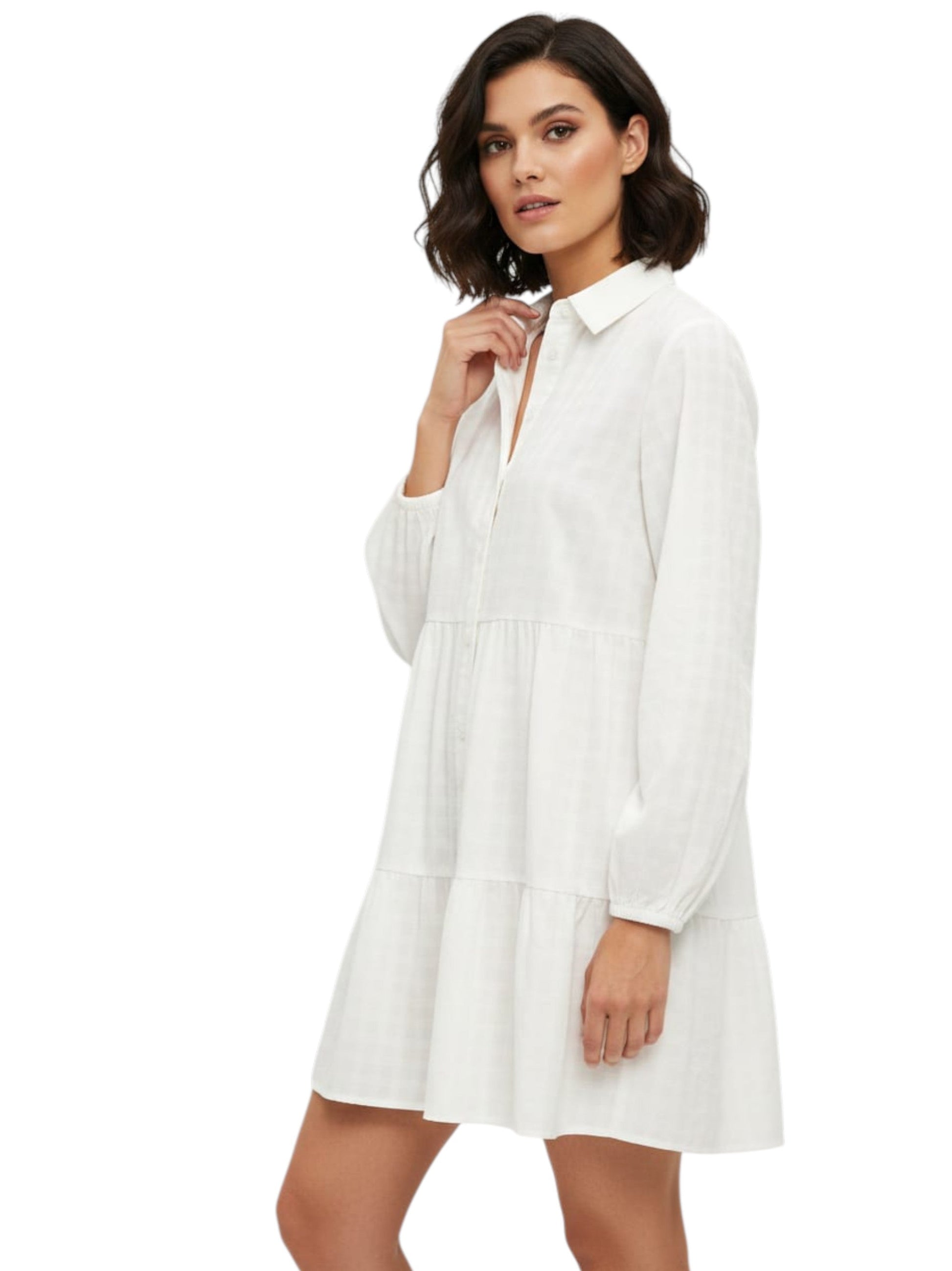 Women's Plaid Dress,Light Yellow/White