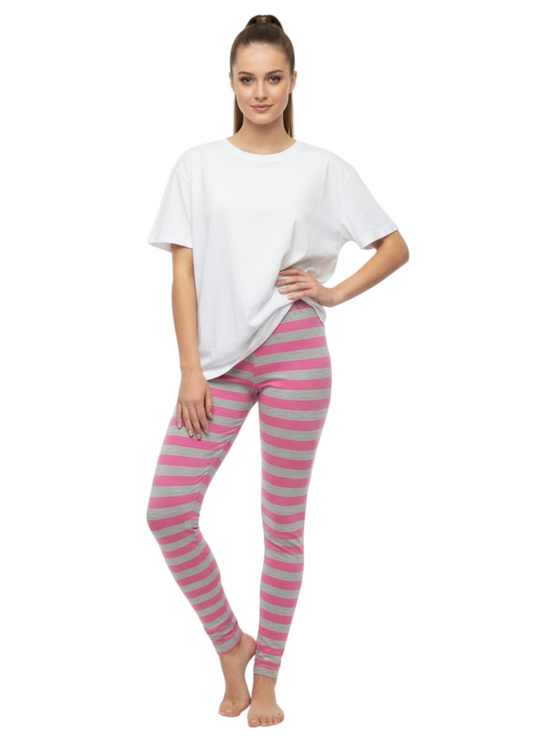 Women's Striped Sleepwear Pant,Pink/Grey